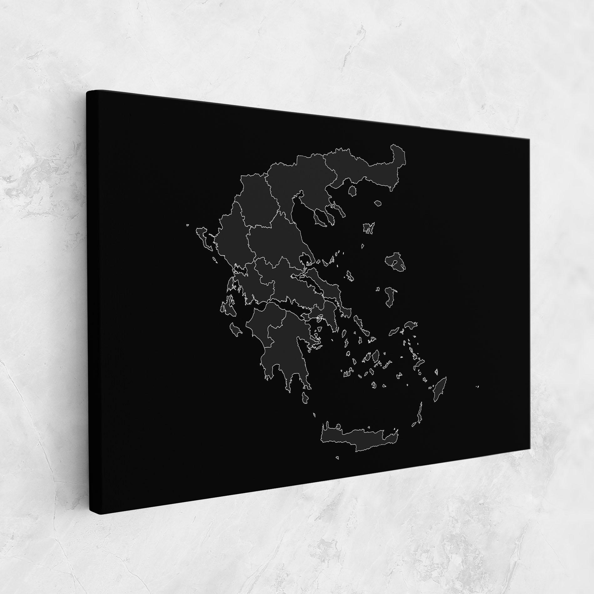 Leinwandbild Greece Grey Map mockup 1