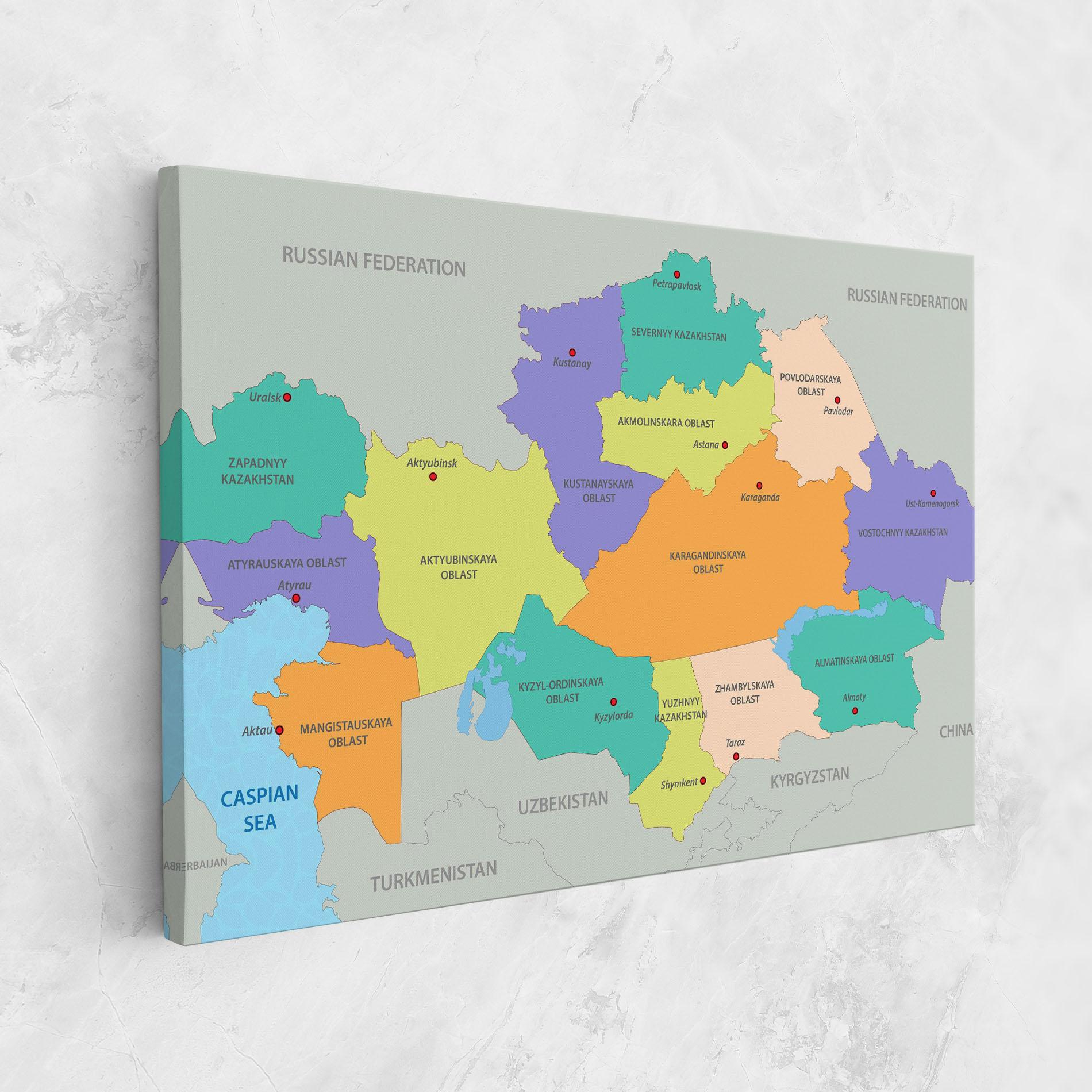 Leinwandbild Kazakhstan Color Map mockup 1