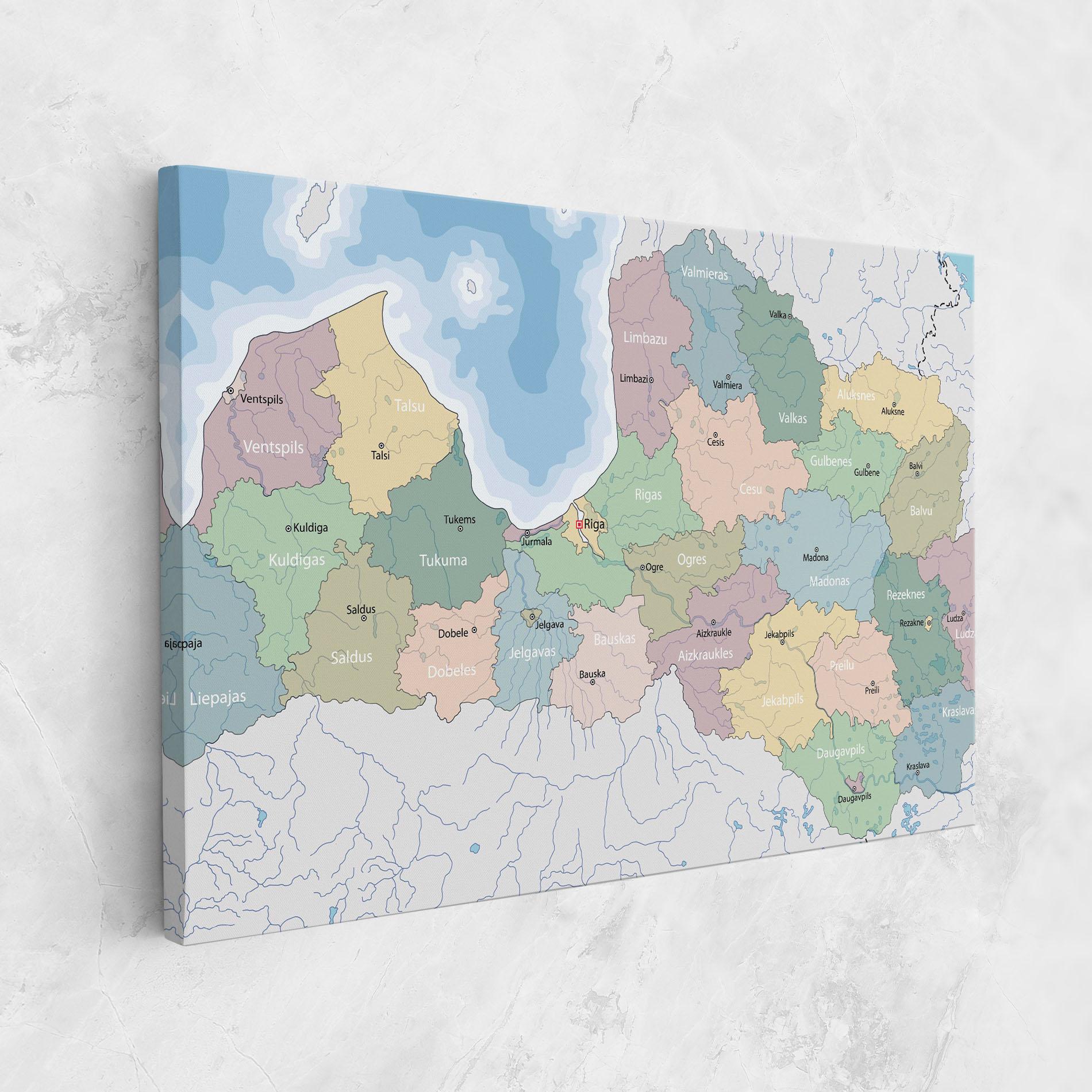Leinwandbild Latvia Color Map mockup 1