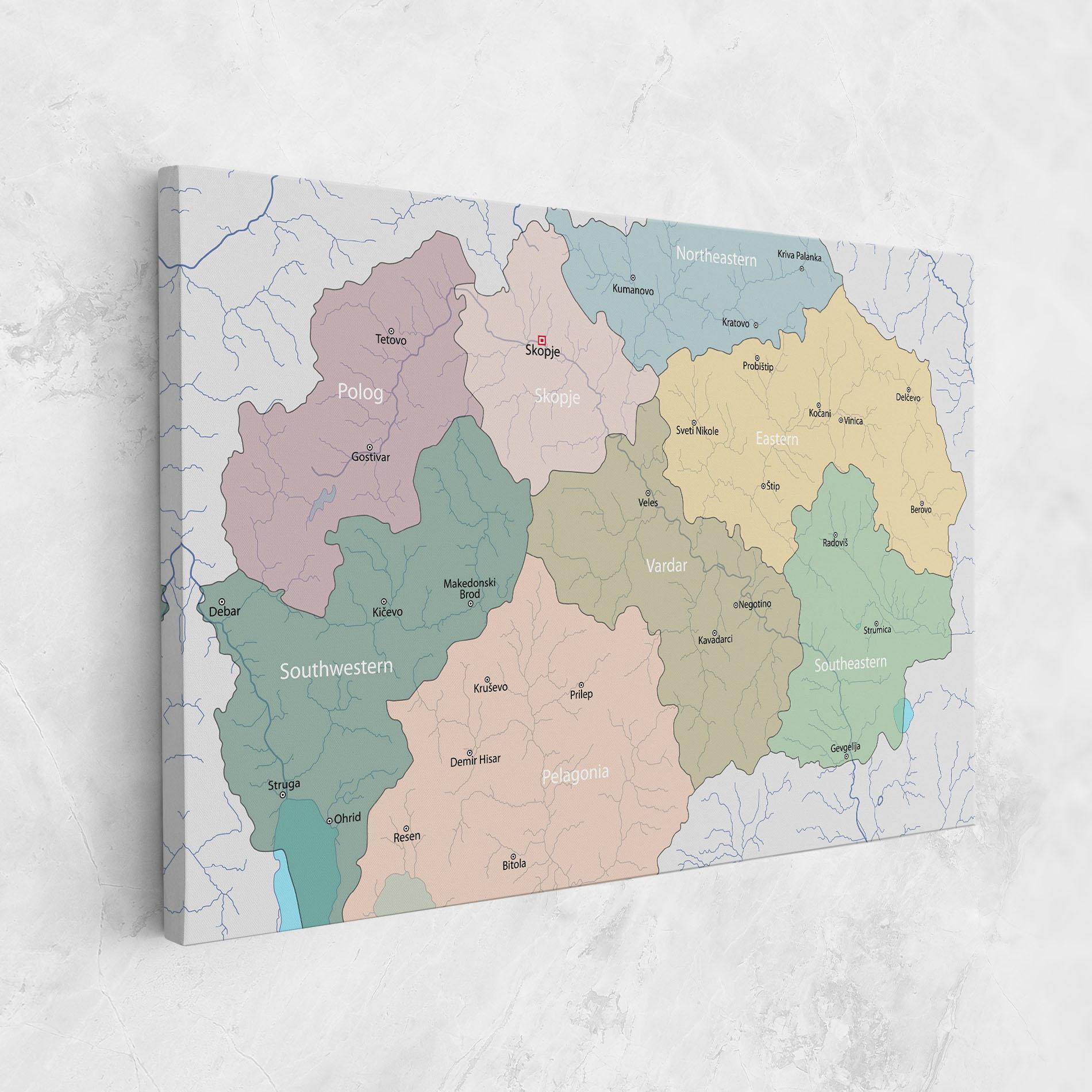 Leinwandbild North Macedonia Map mockup 1