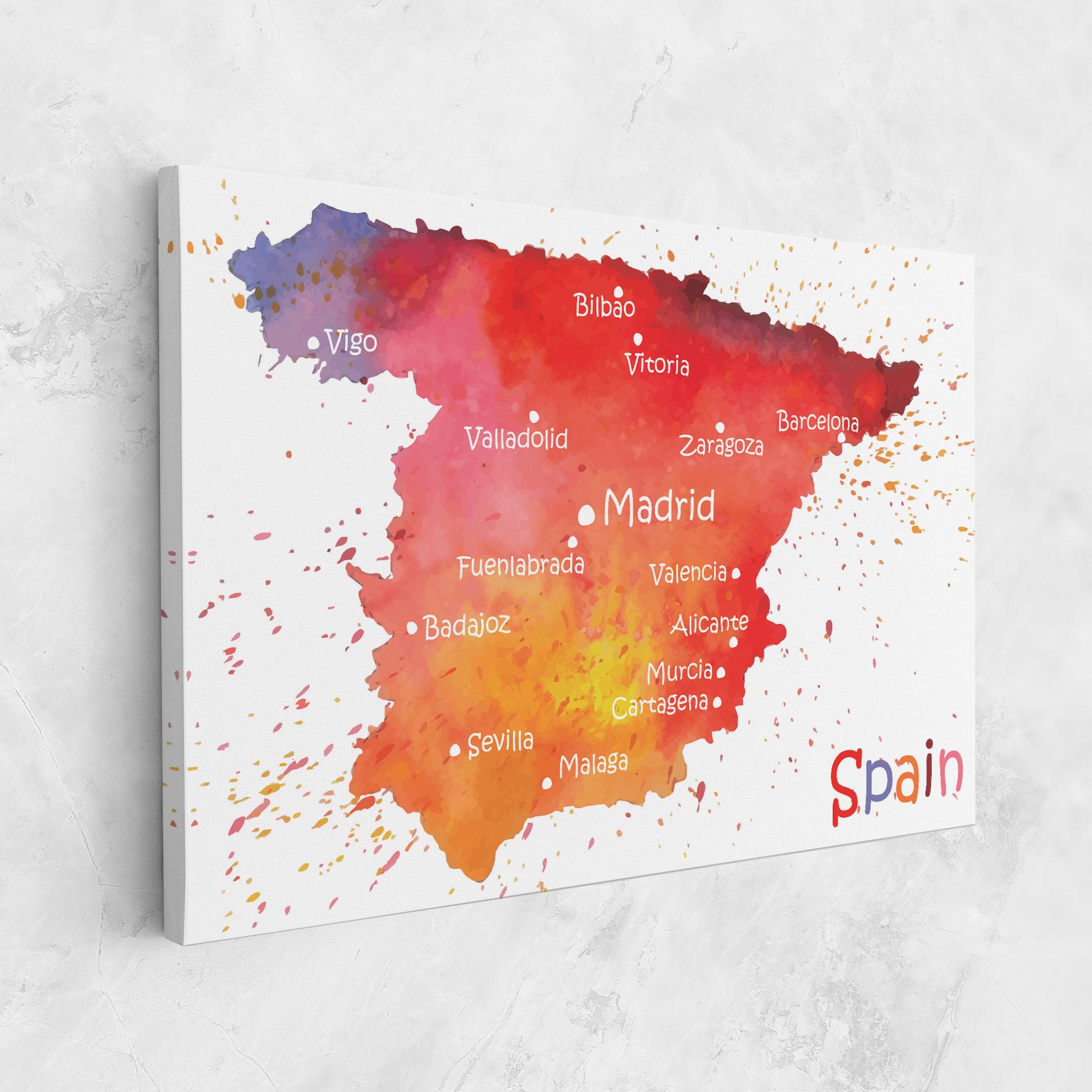 Leinwandbild Spain Map mockup 1