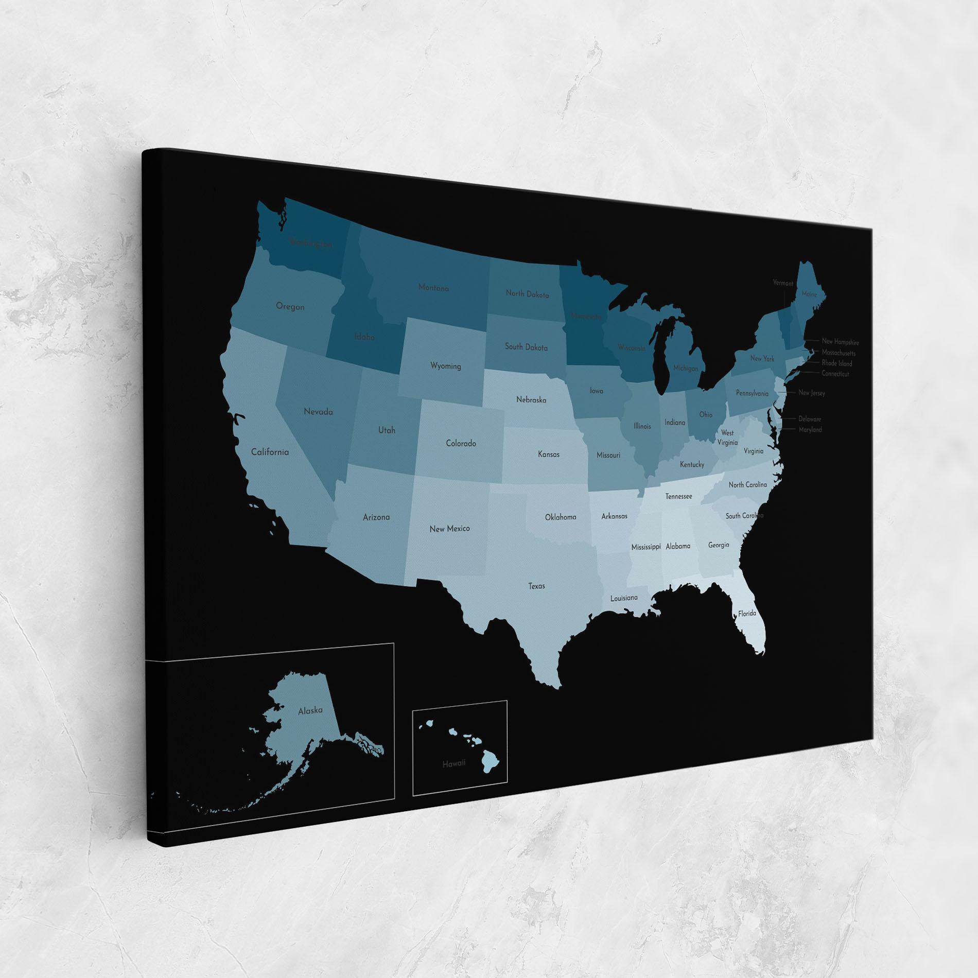 Leinwandbild Sua Blue Map mockup 1