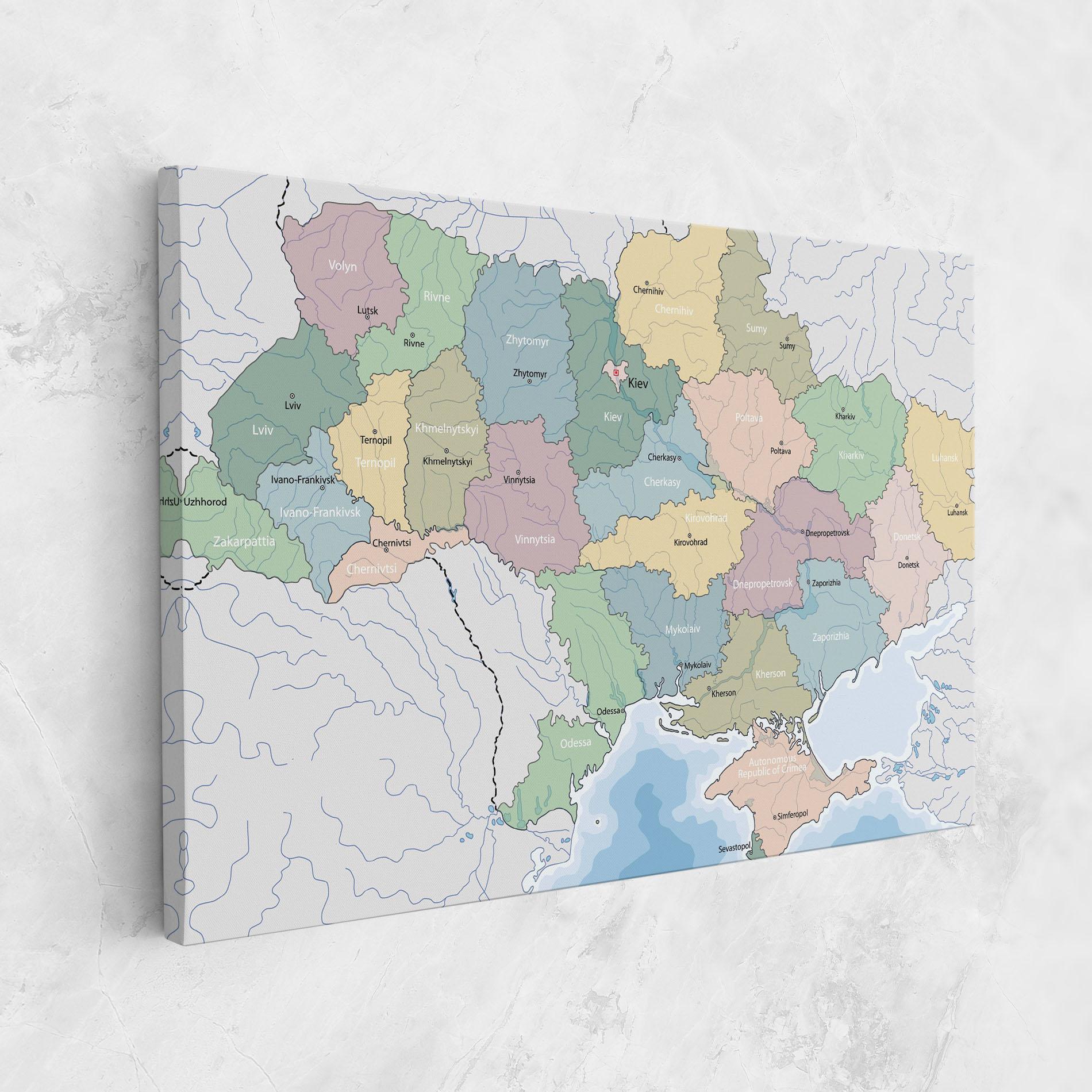 Leinwandbild Ukraine Map mockup 1
