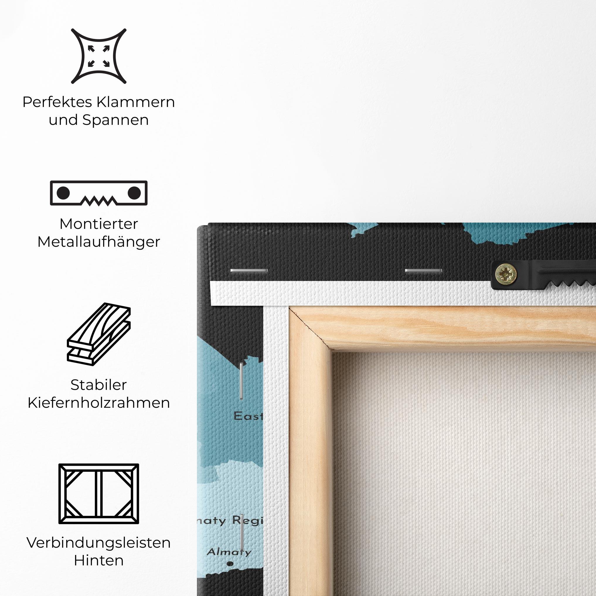 Leinwandbild Kazahstan Blue Map mockup 5