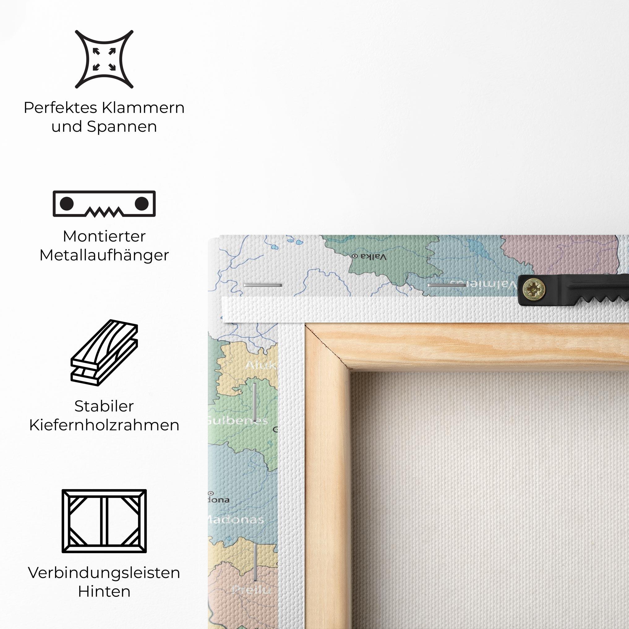 Leinwandbild Latvia Color Map mockup 5