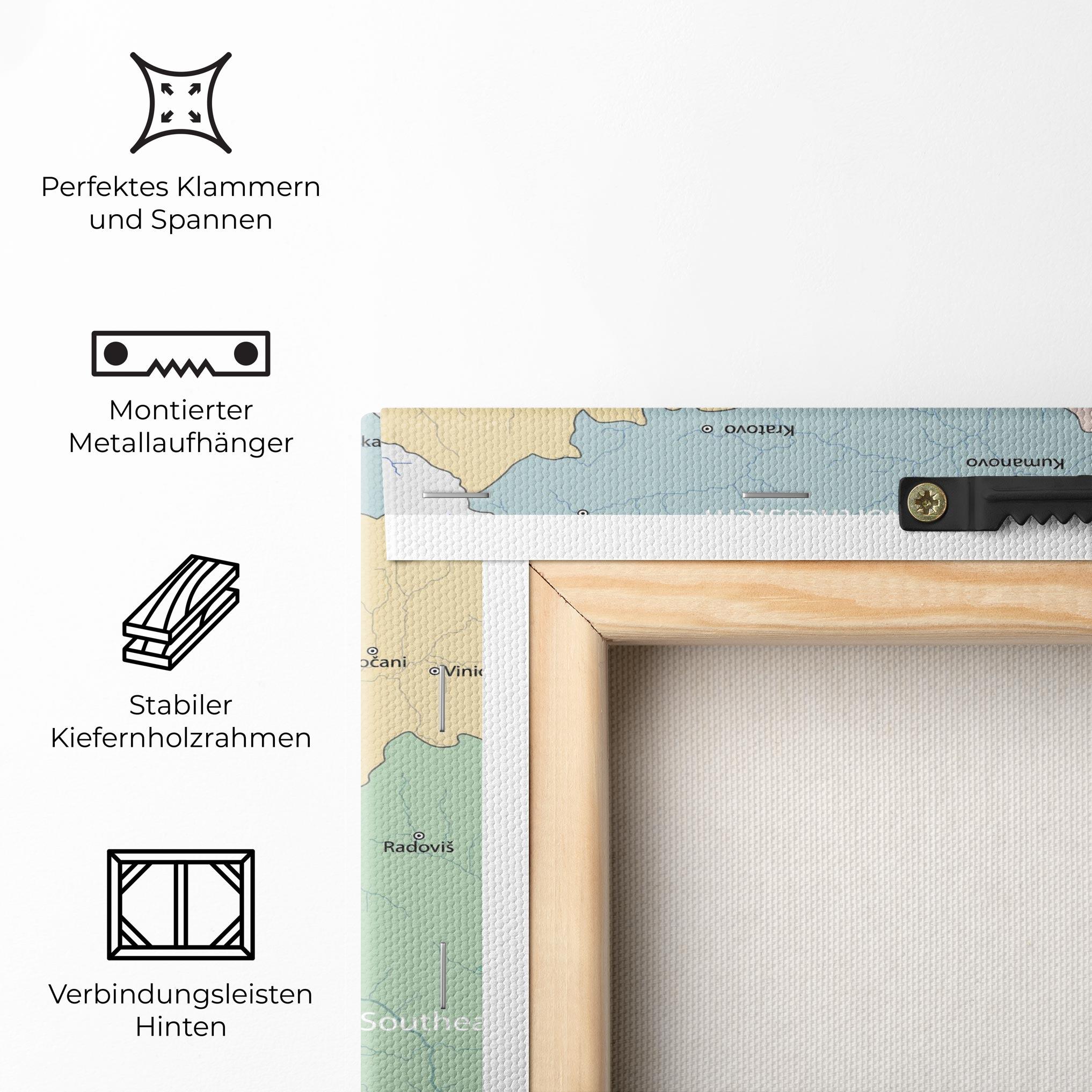 Leinwandbild North Macedonia Map mockup 5