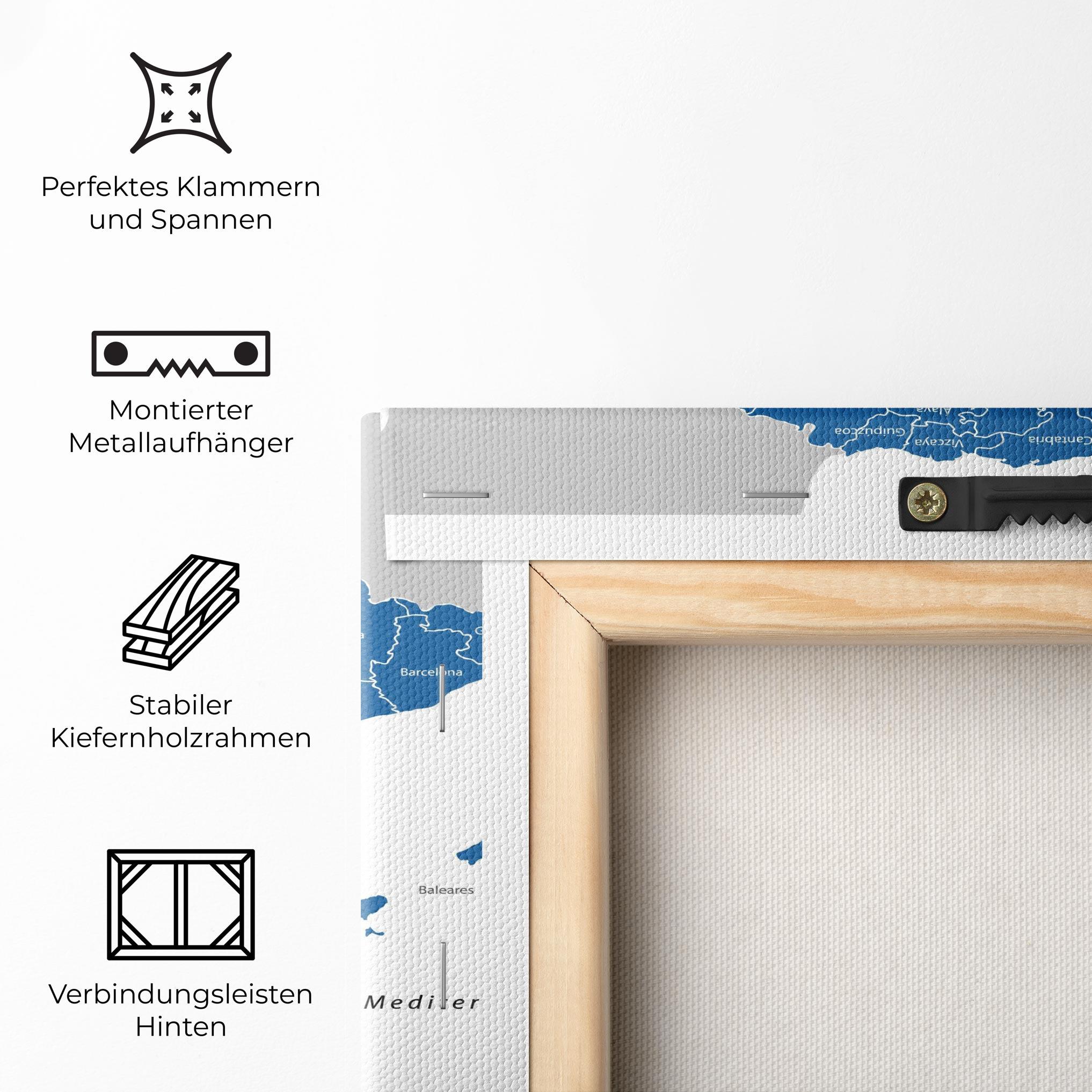 Leinwandbild Spain Blue Map mockup 5