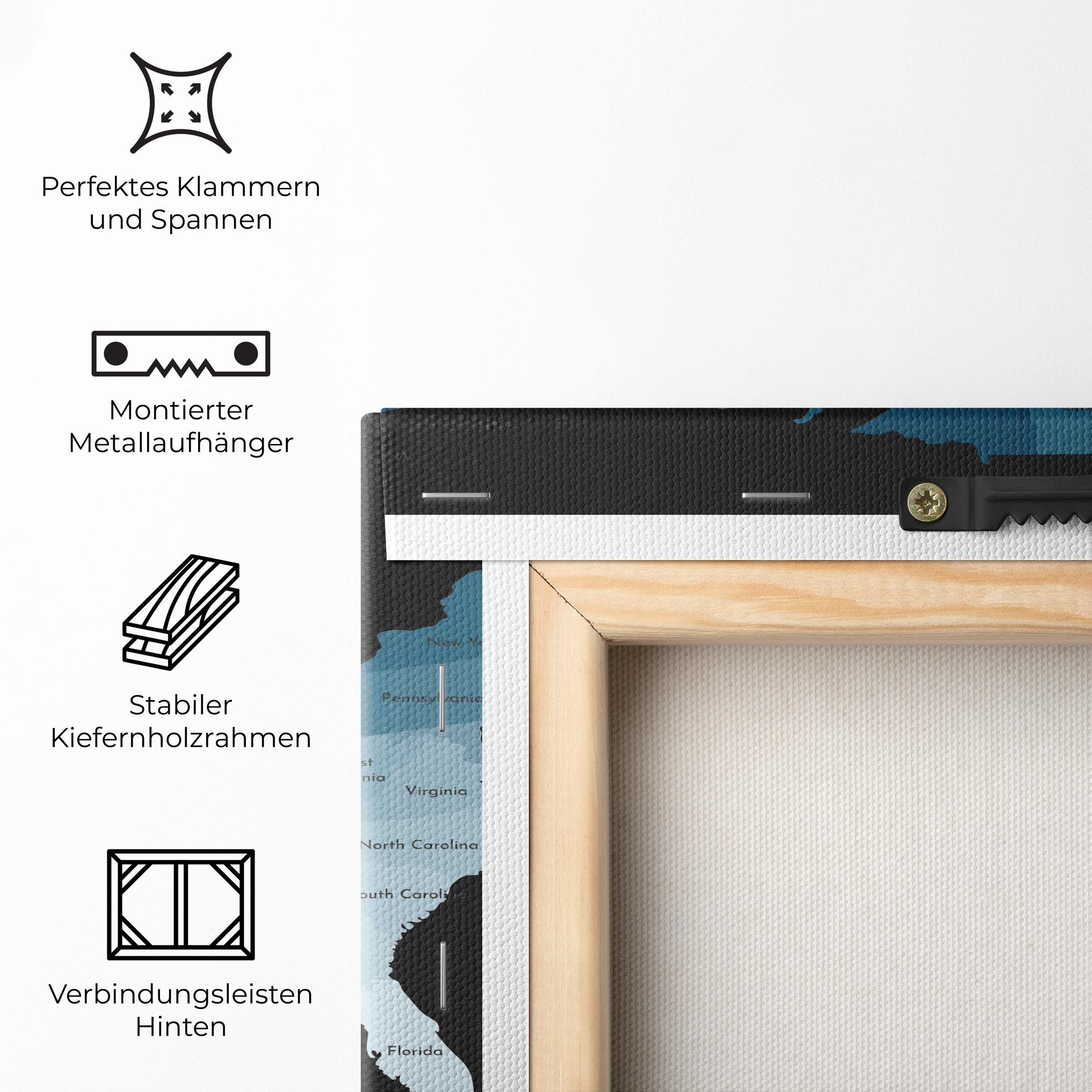 Leinwandbild Sua Blue Map mockup 5