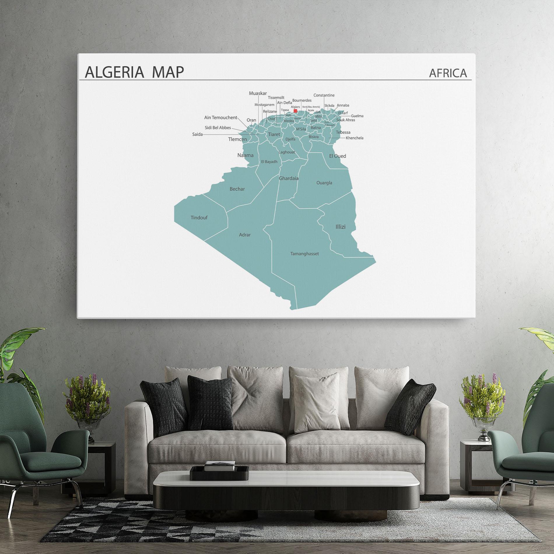 Leinwandbild Algeria Map mockup 7