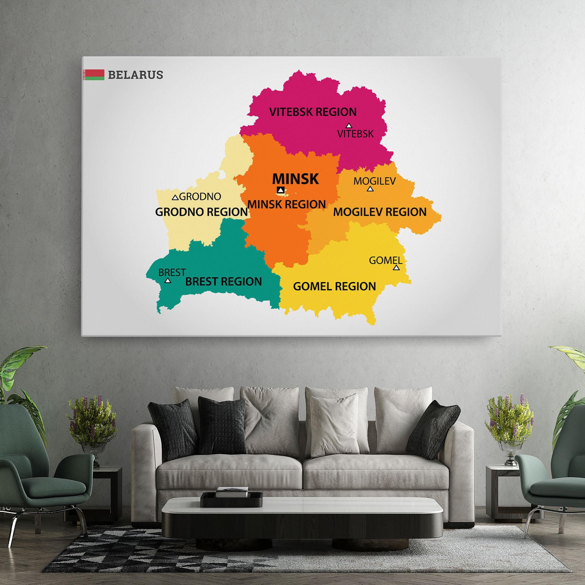 Leinwandbild Belarus Color Map mockup 7
