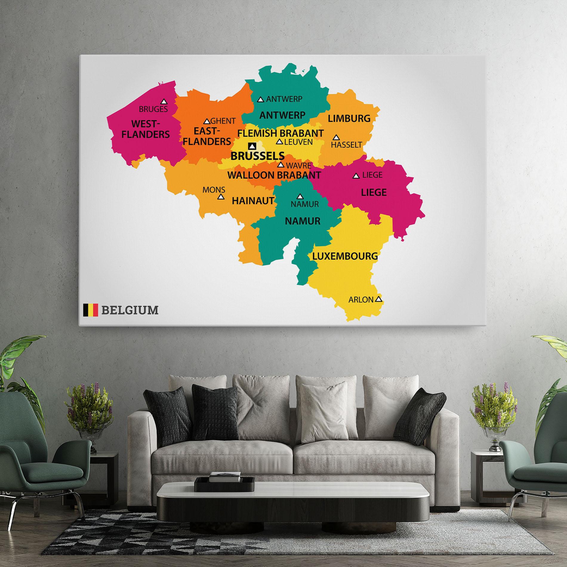 Leinwandbild Belgium Color Map mockup 7