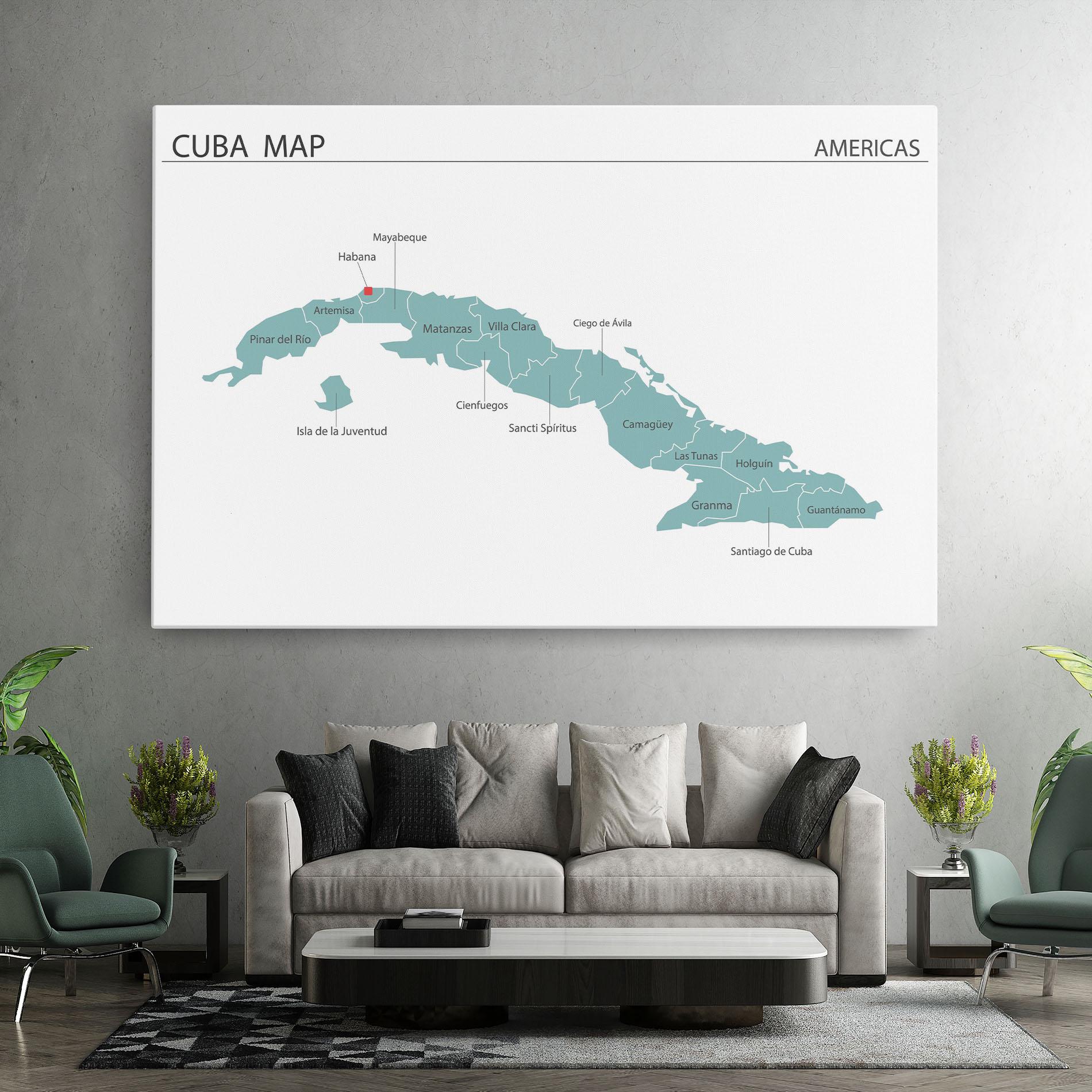Leinwandbild Cuba Map mockup 7