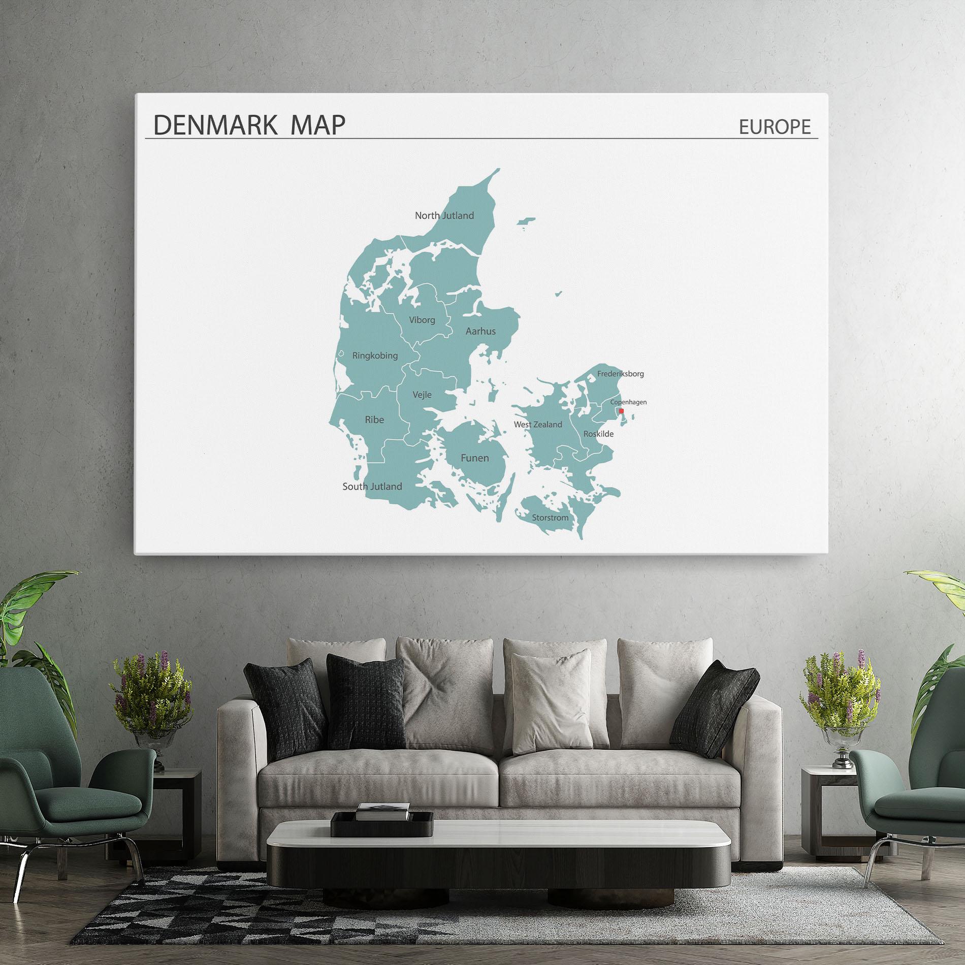 Leinwandbild Denmark Map mockup 7