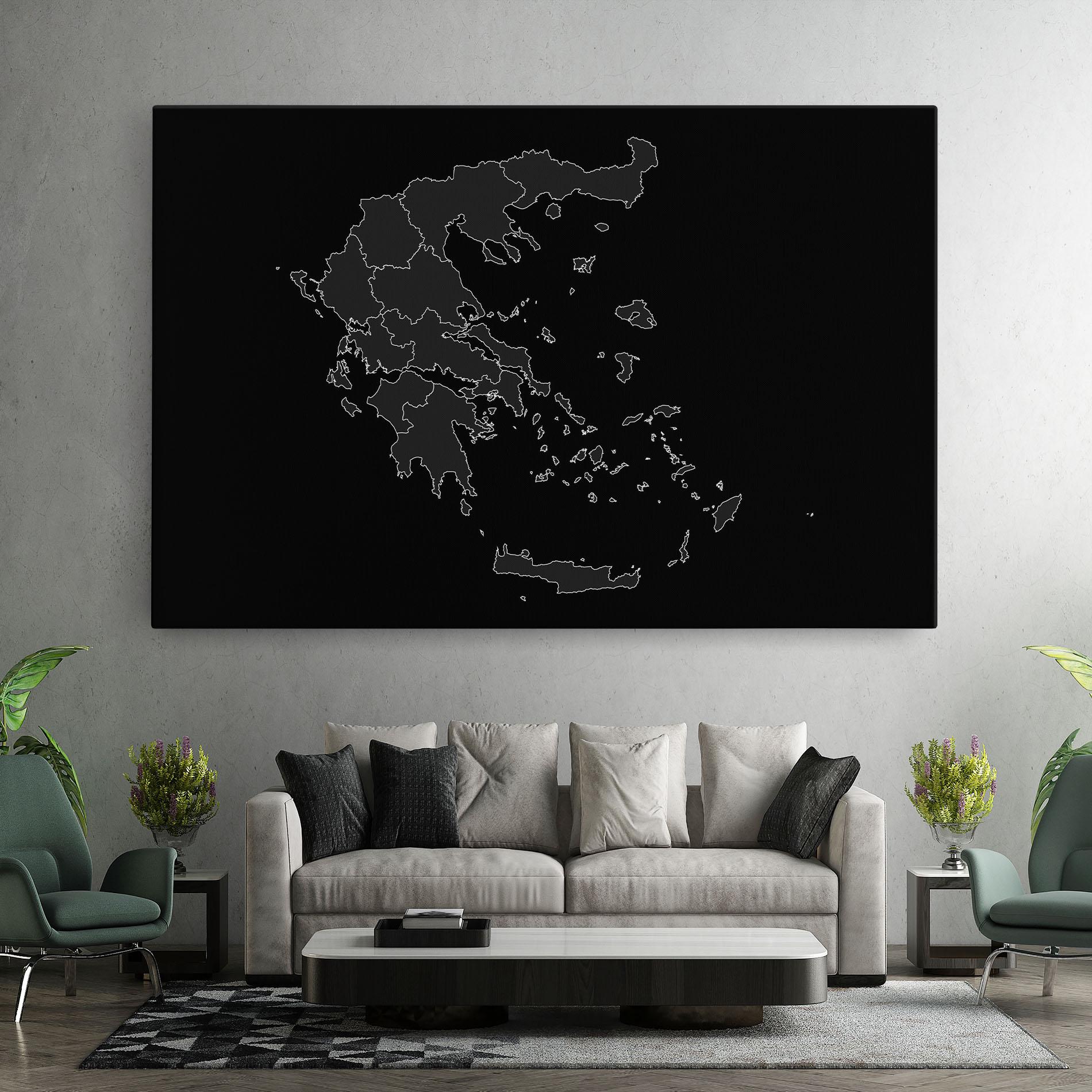 Leinwandbild Greece Grey Map mockup 7
