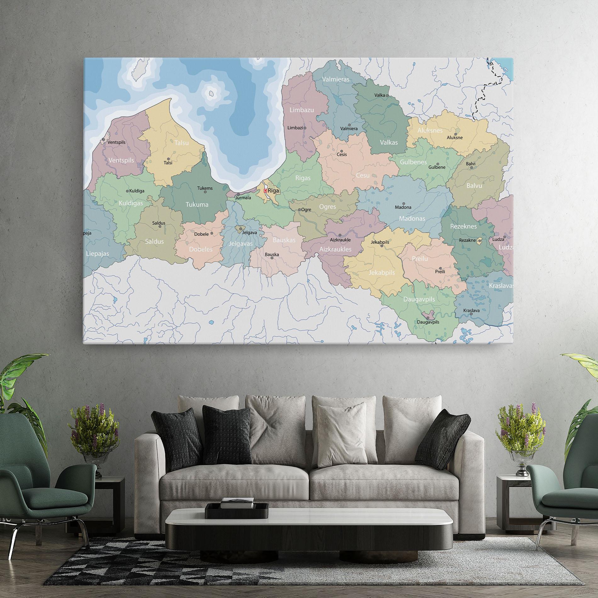 Leinwandbild Latvia Color Map mockup 7