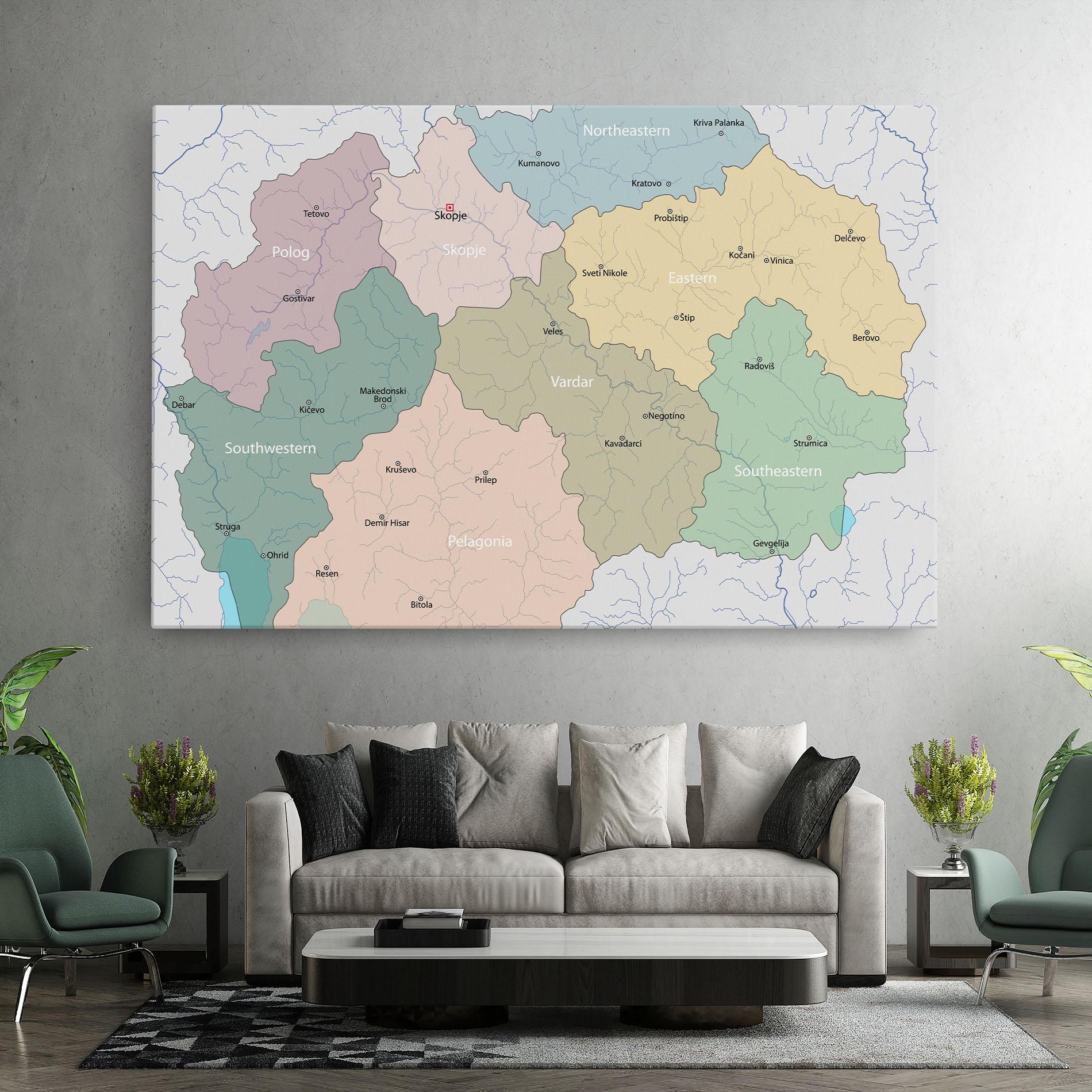 Leinwandbild North Macedonia Map mockup 7