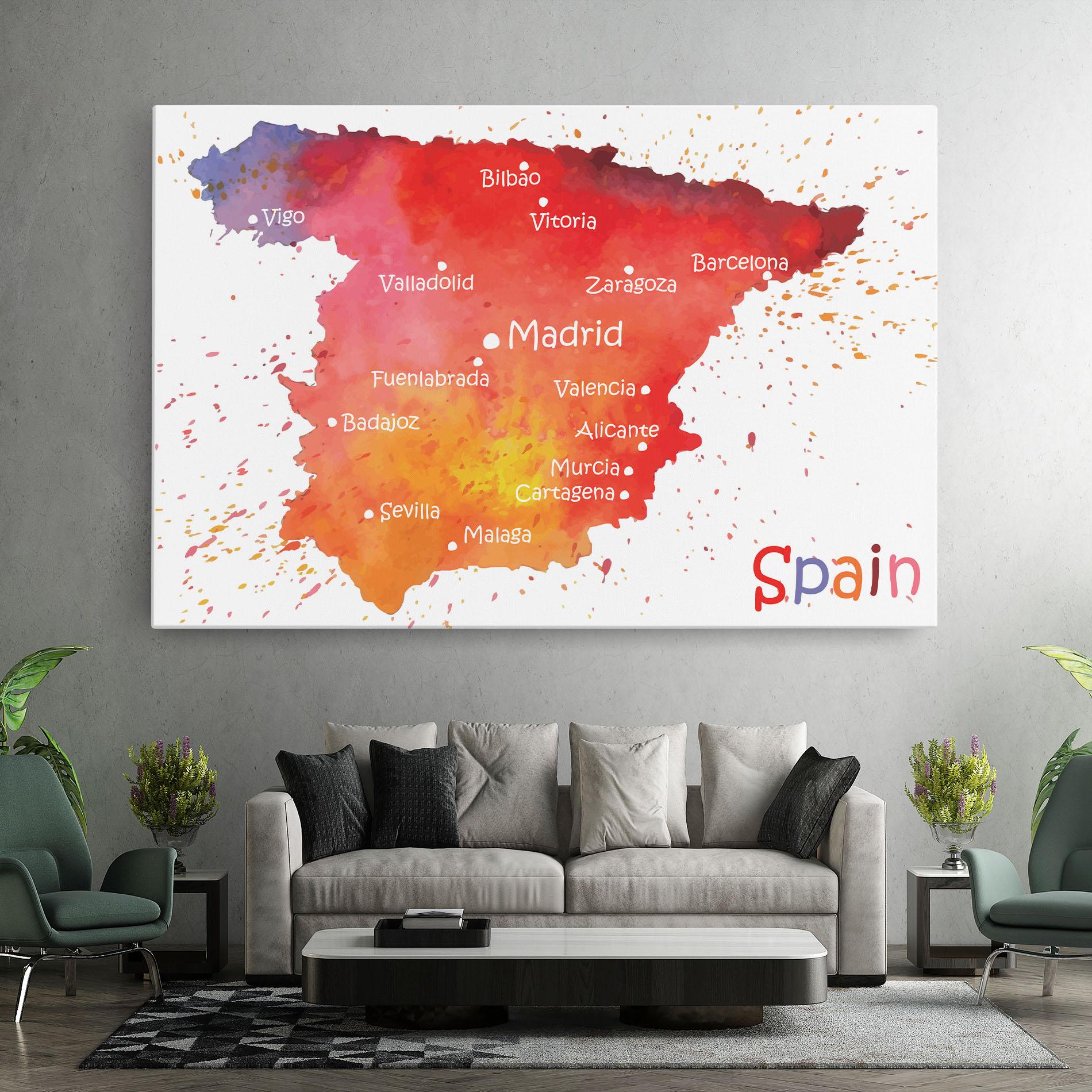 Leinwandbild Spain Map mockup 7