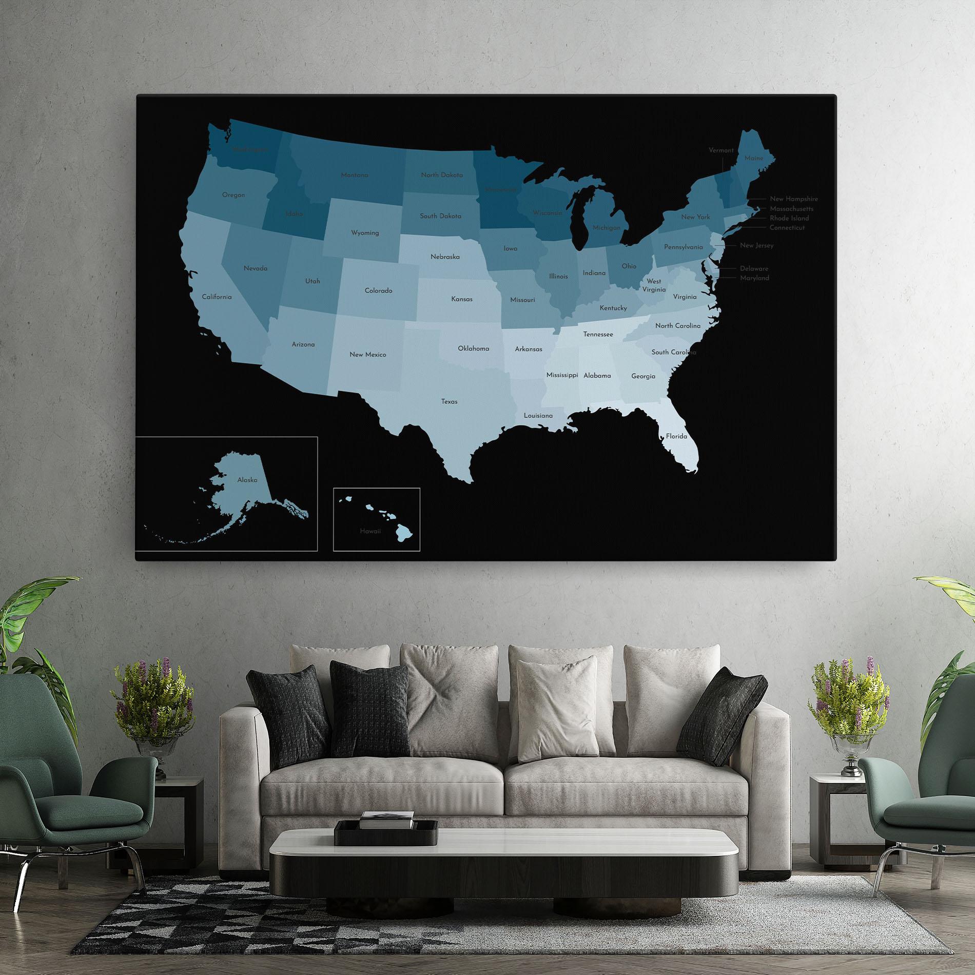 Leinwandbild Sua Blue Map mockup 7