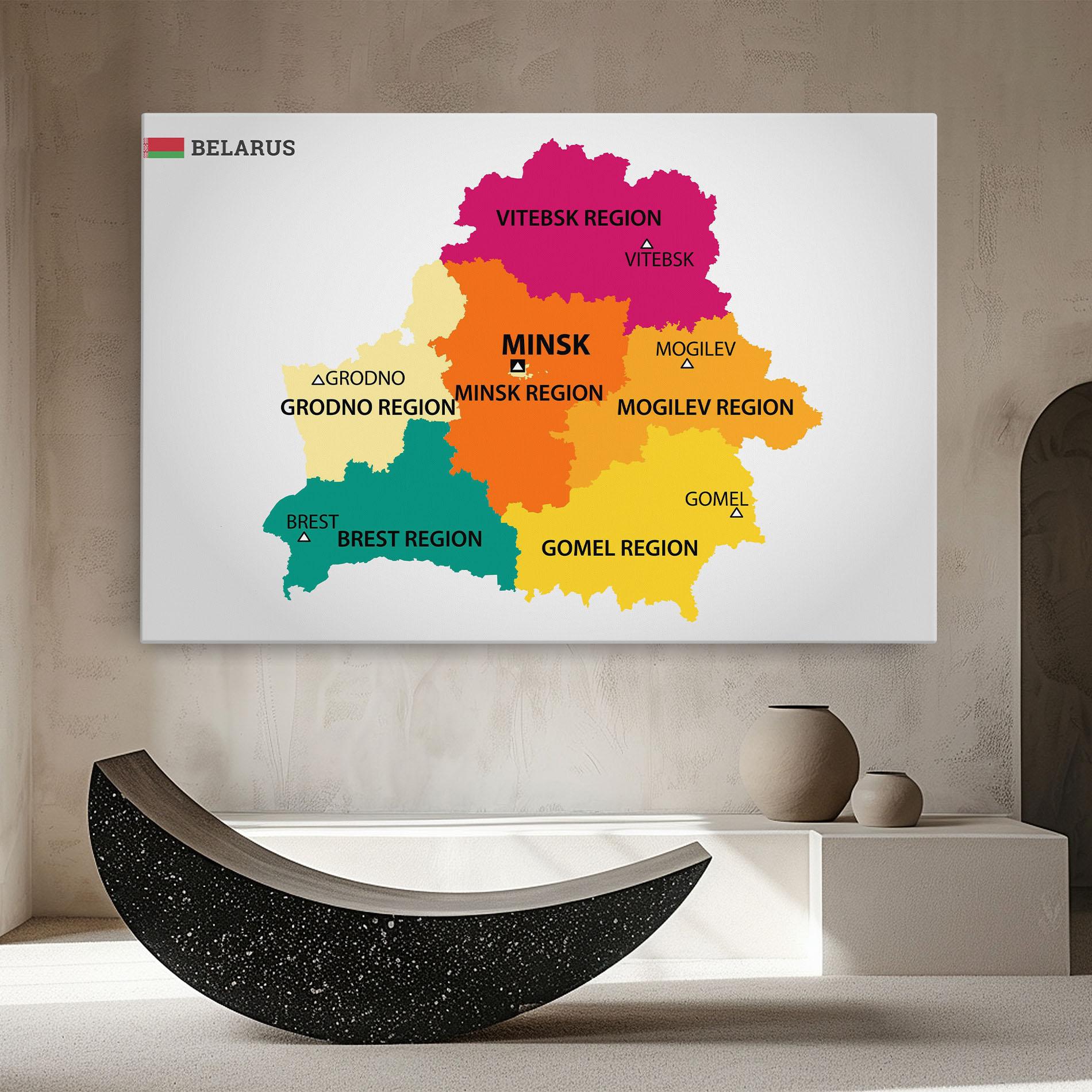 Leinwandbild Belarus Color Map mockup 8