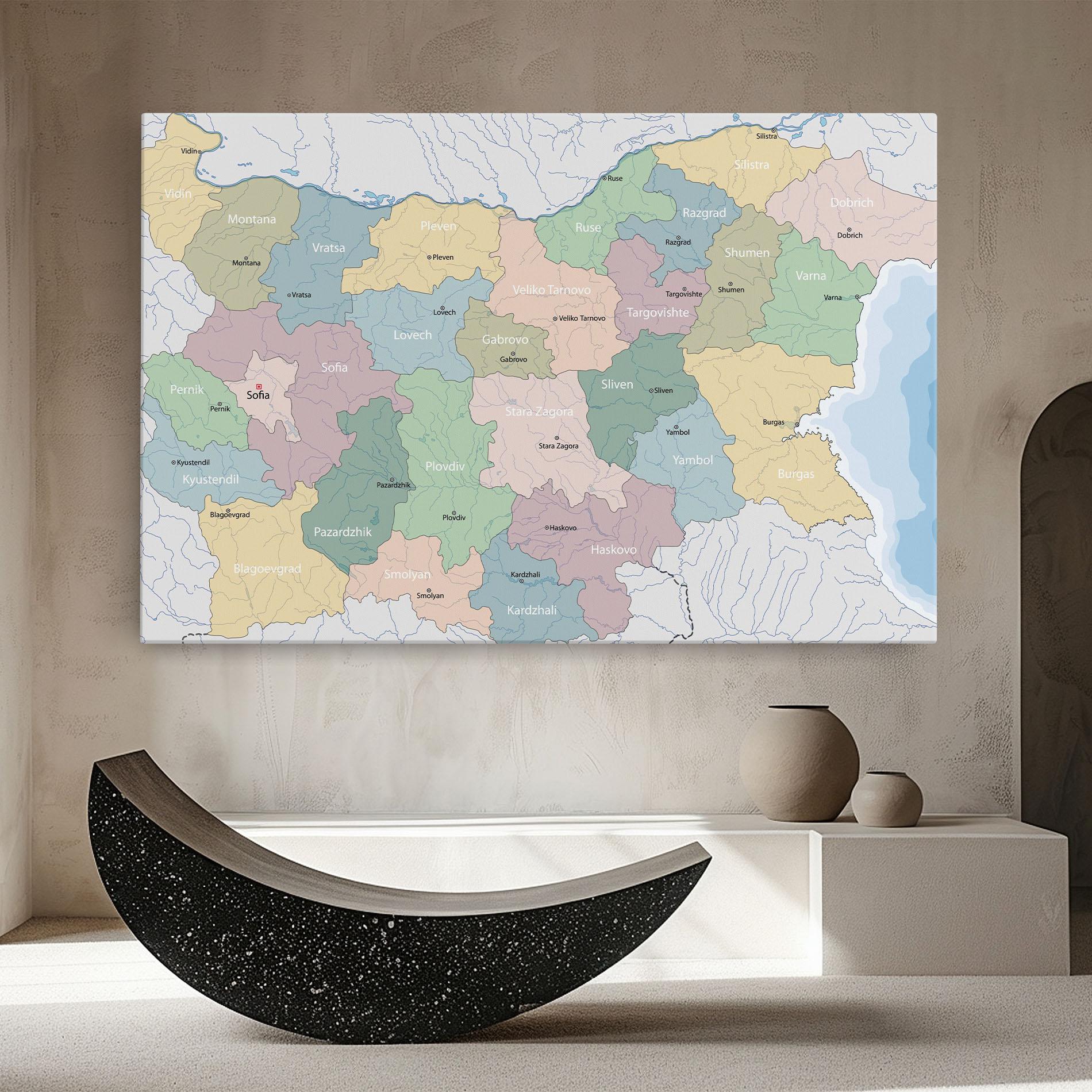 Leinwandbild Bulgaria Map mockup 8
