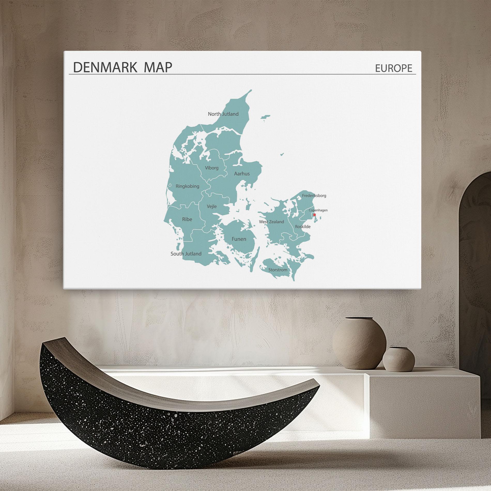 Leinwandbild Denmark Map mockup 8