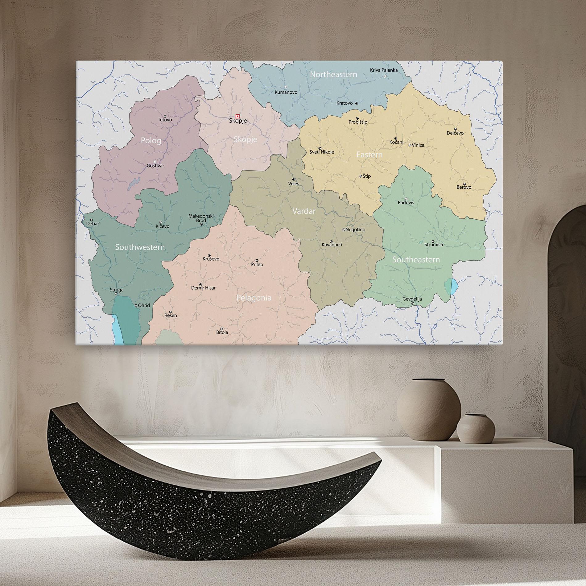 Leinwandbild North Macedonia Map mockup 8