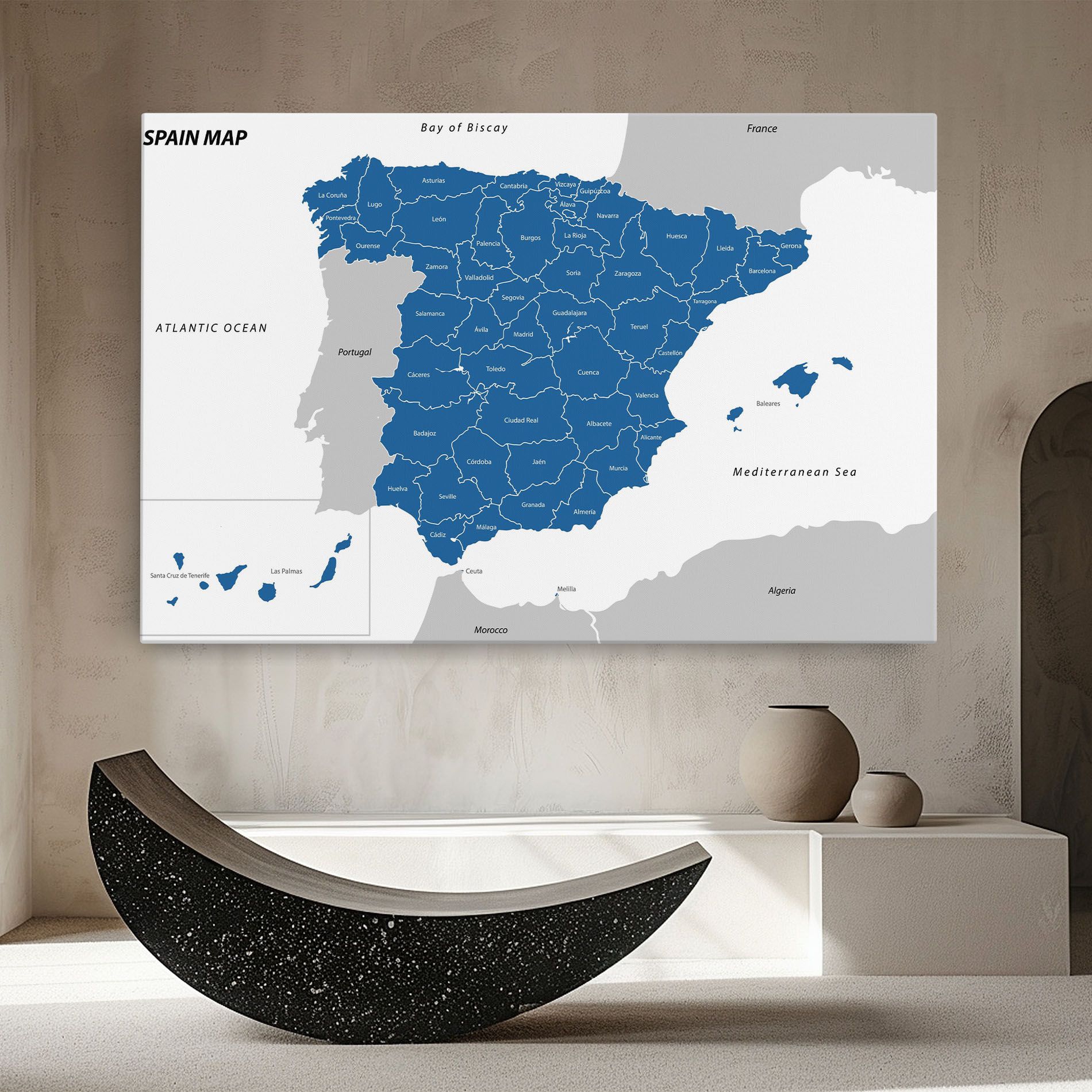 Spain Blue Map mockup 8