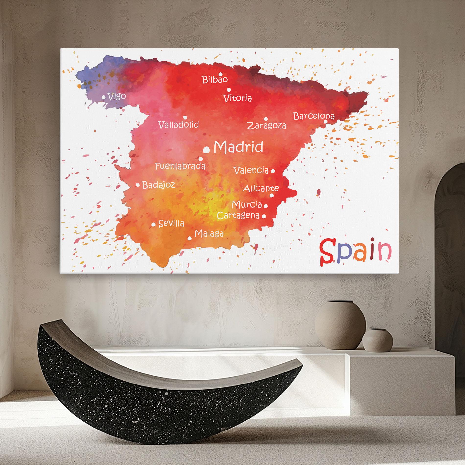 Leinwandbild Spain Map mockup 8