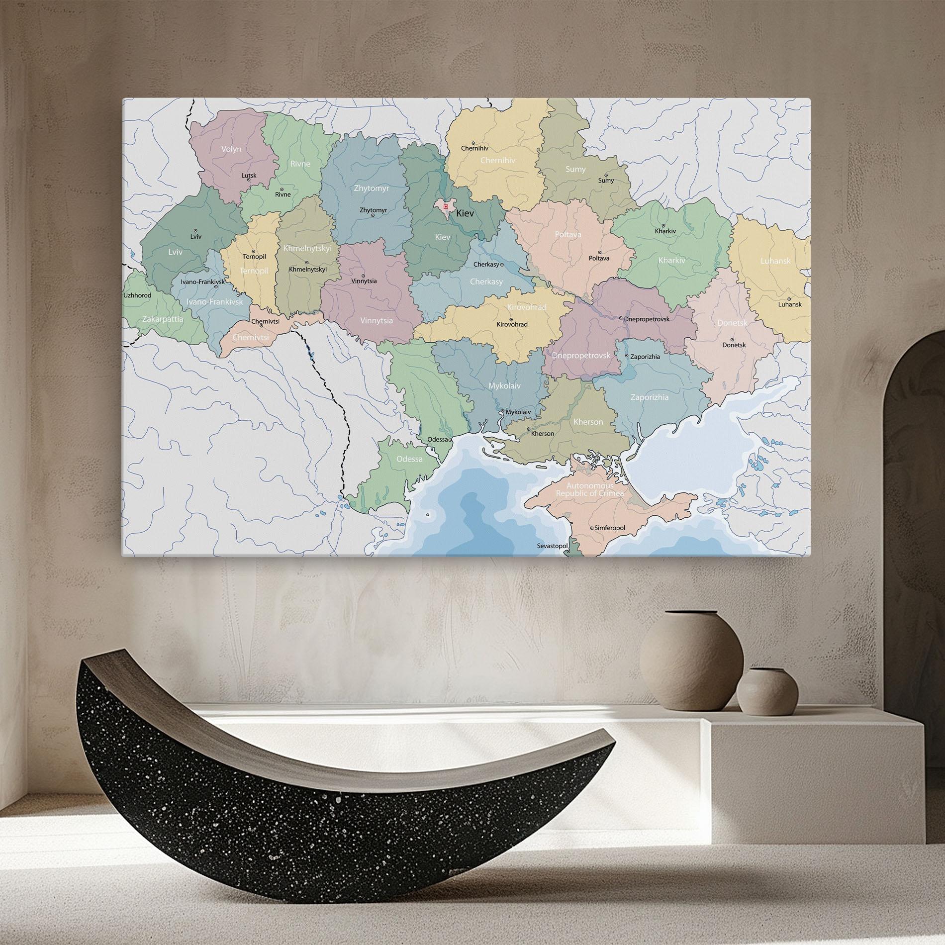 Leinwandbild Ukraine Map mockup 8