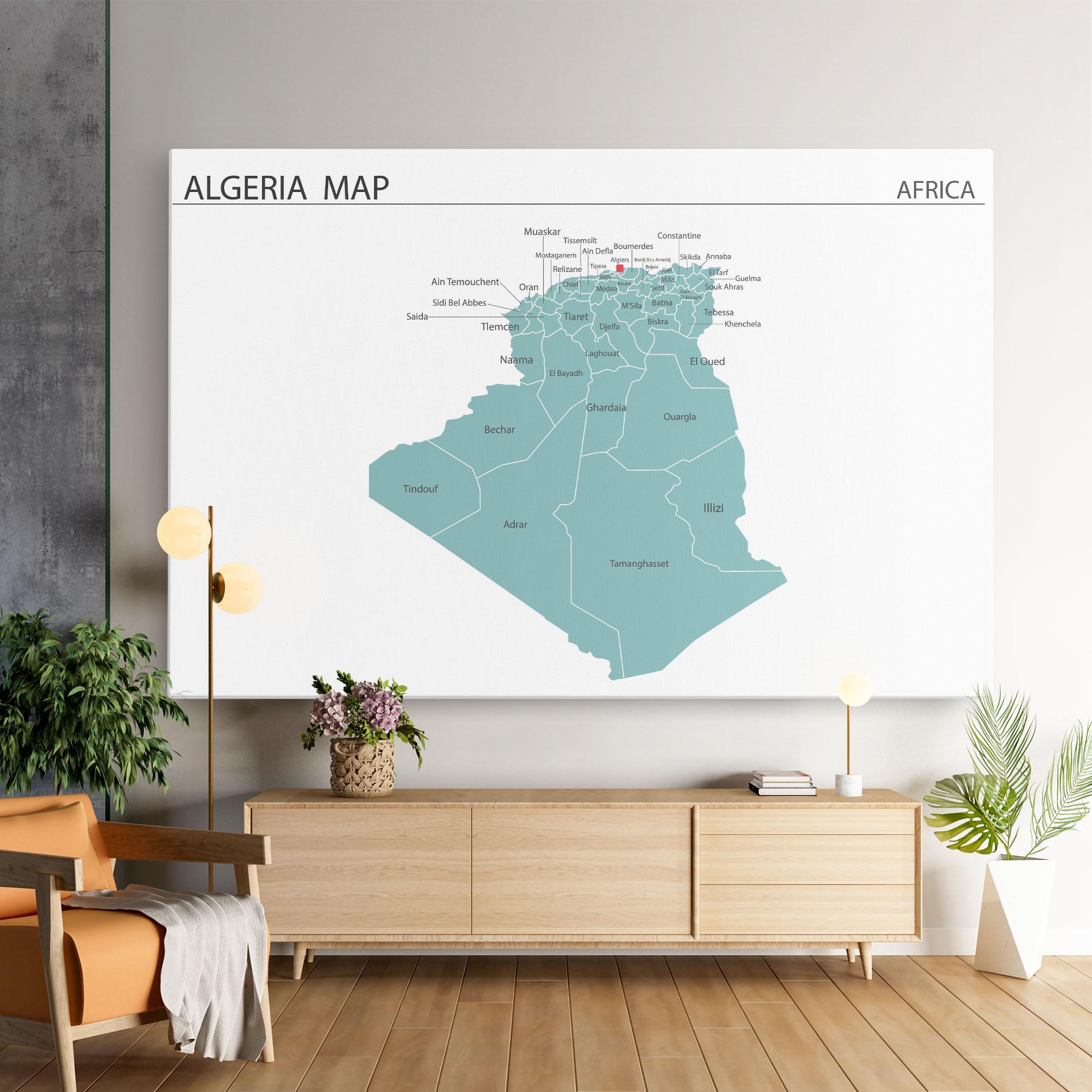 Leinwandbild Algeria Map mockup 9