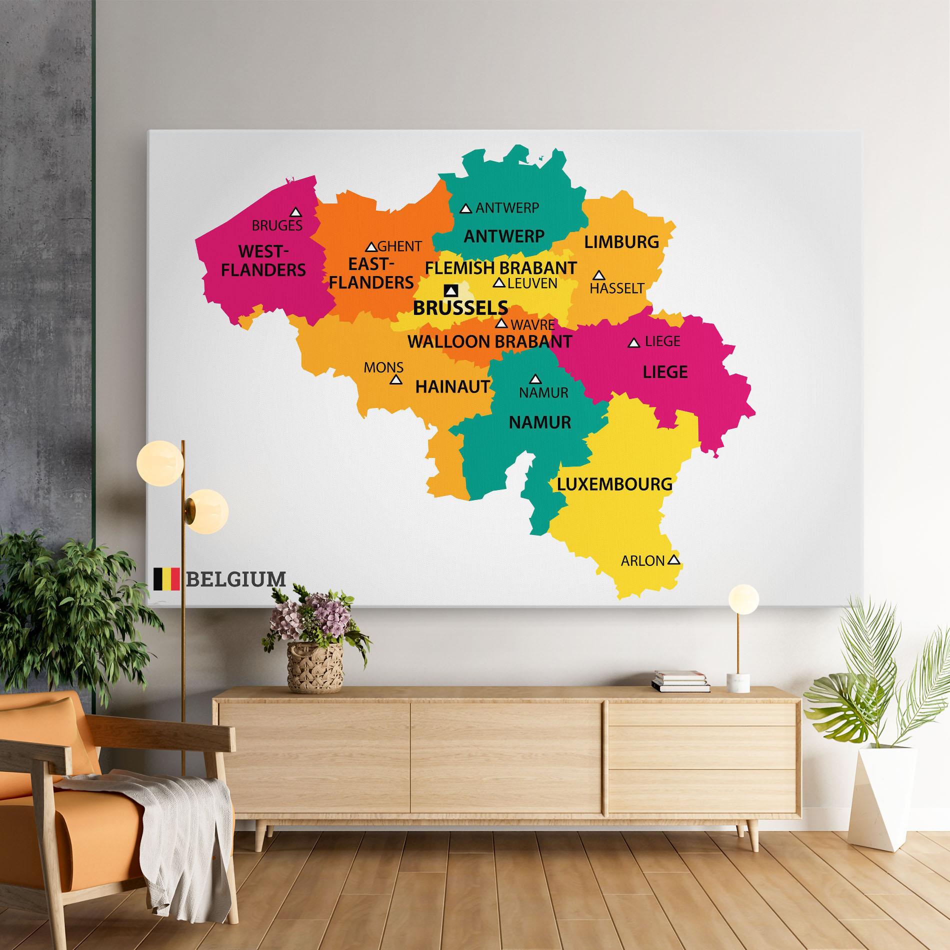 Leinwandbild Belgium Color Map mockup 9