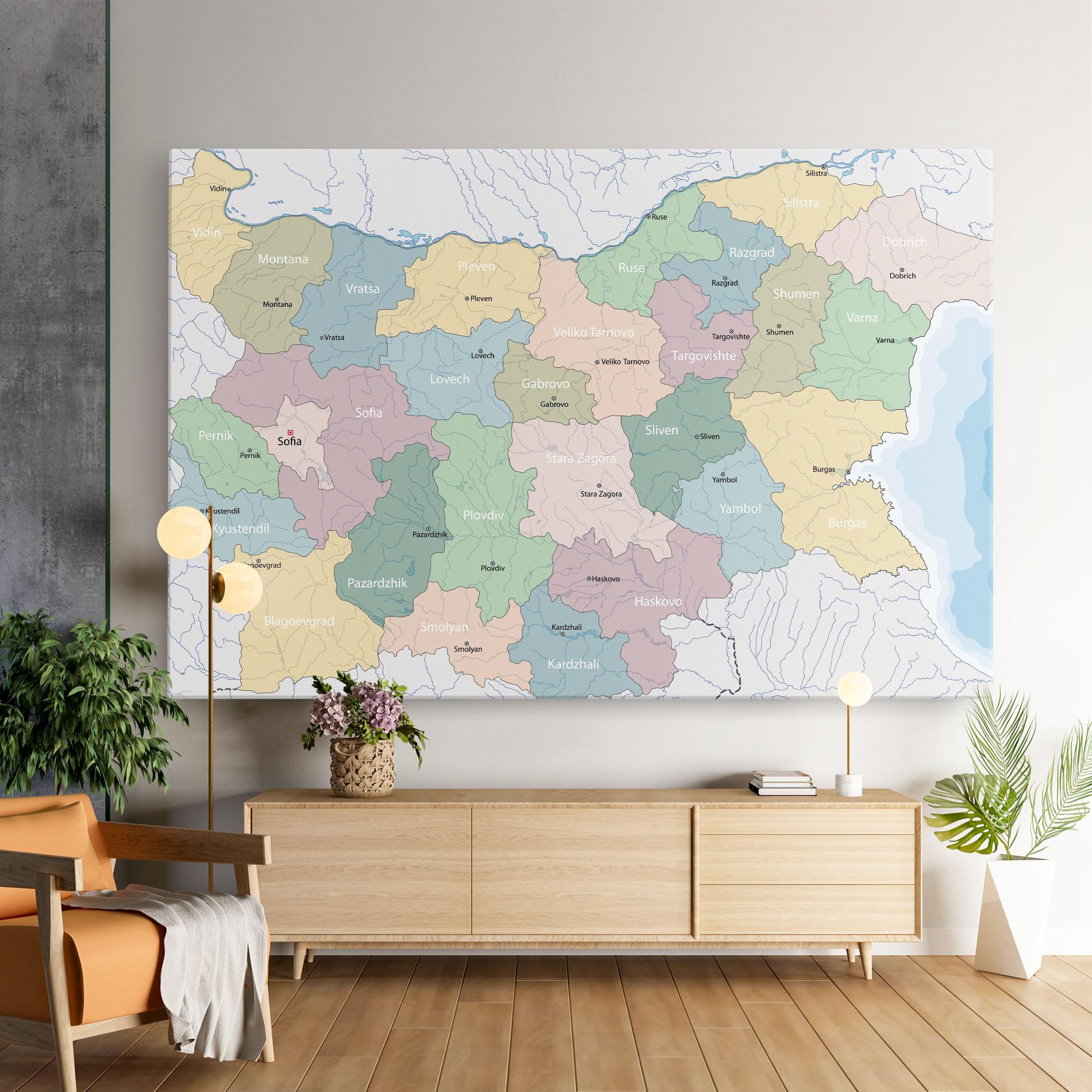 Leinwandbild Bulgaria Map mockup 9