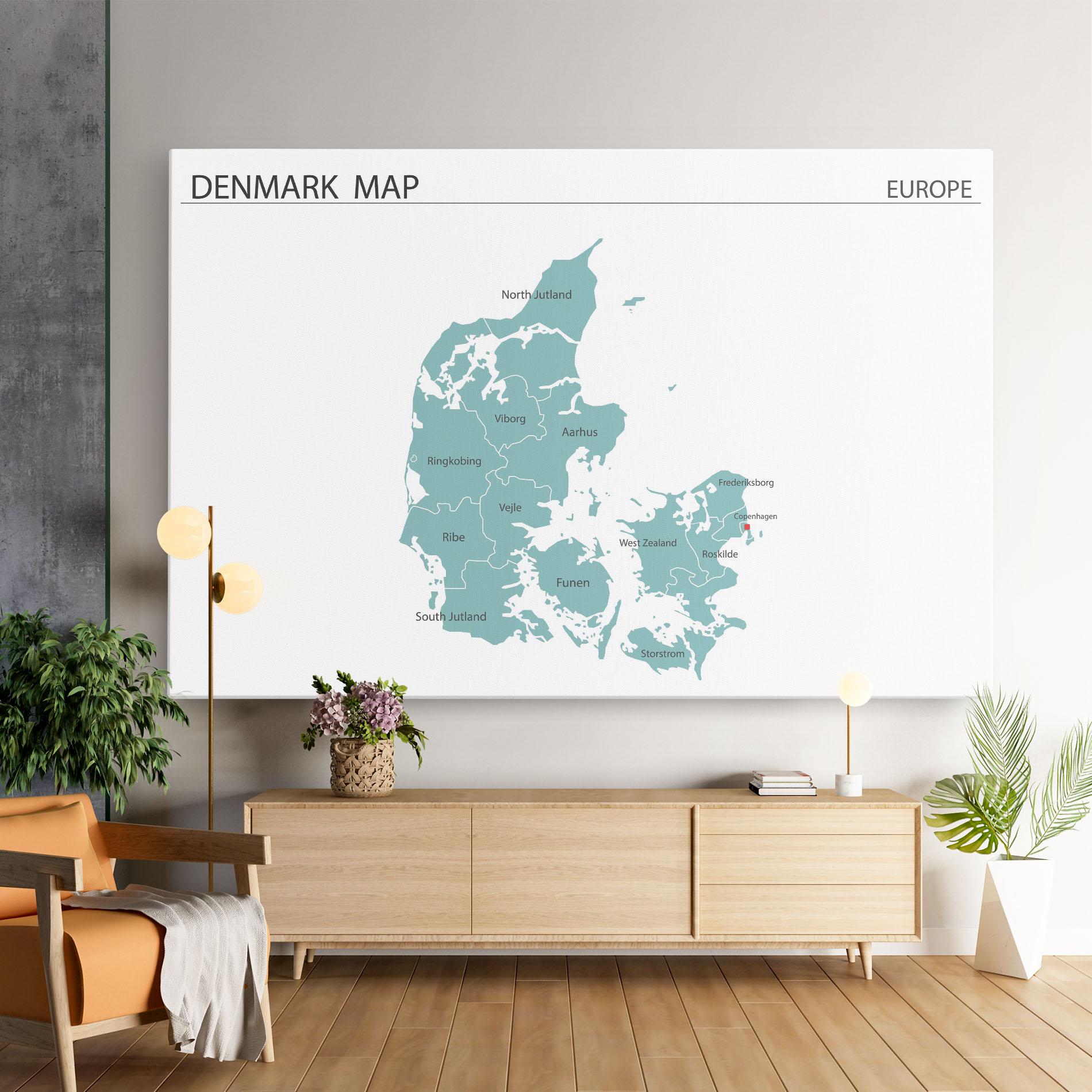 Leinwandbild Denmark Map mockup 9