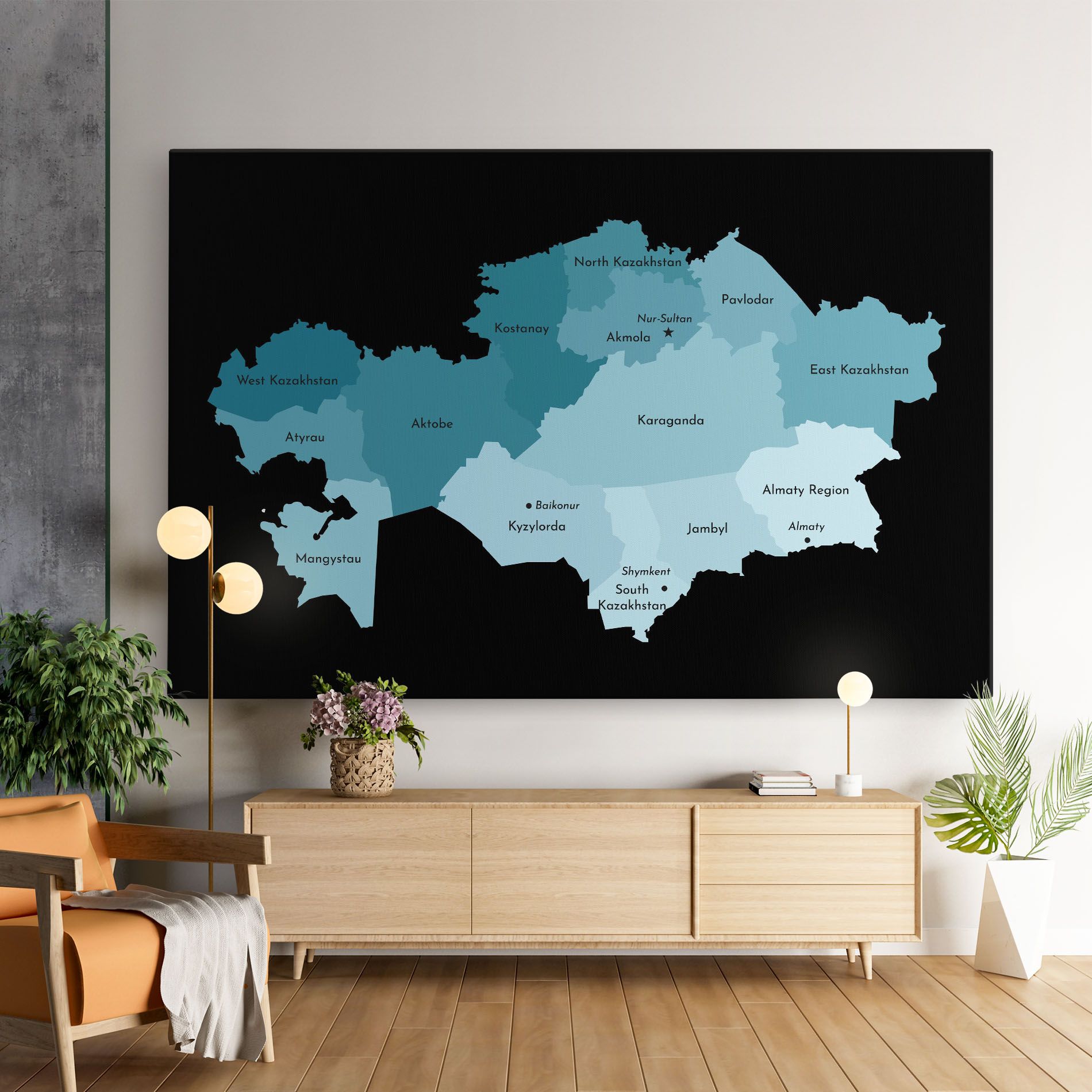 Kazahstan Blue Map mockup 9