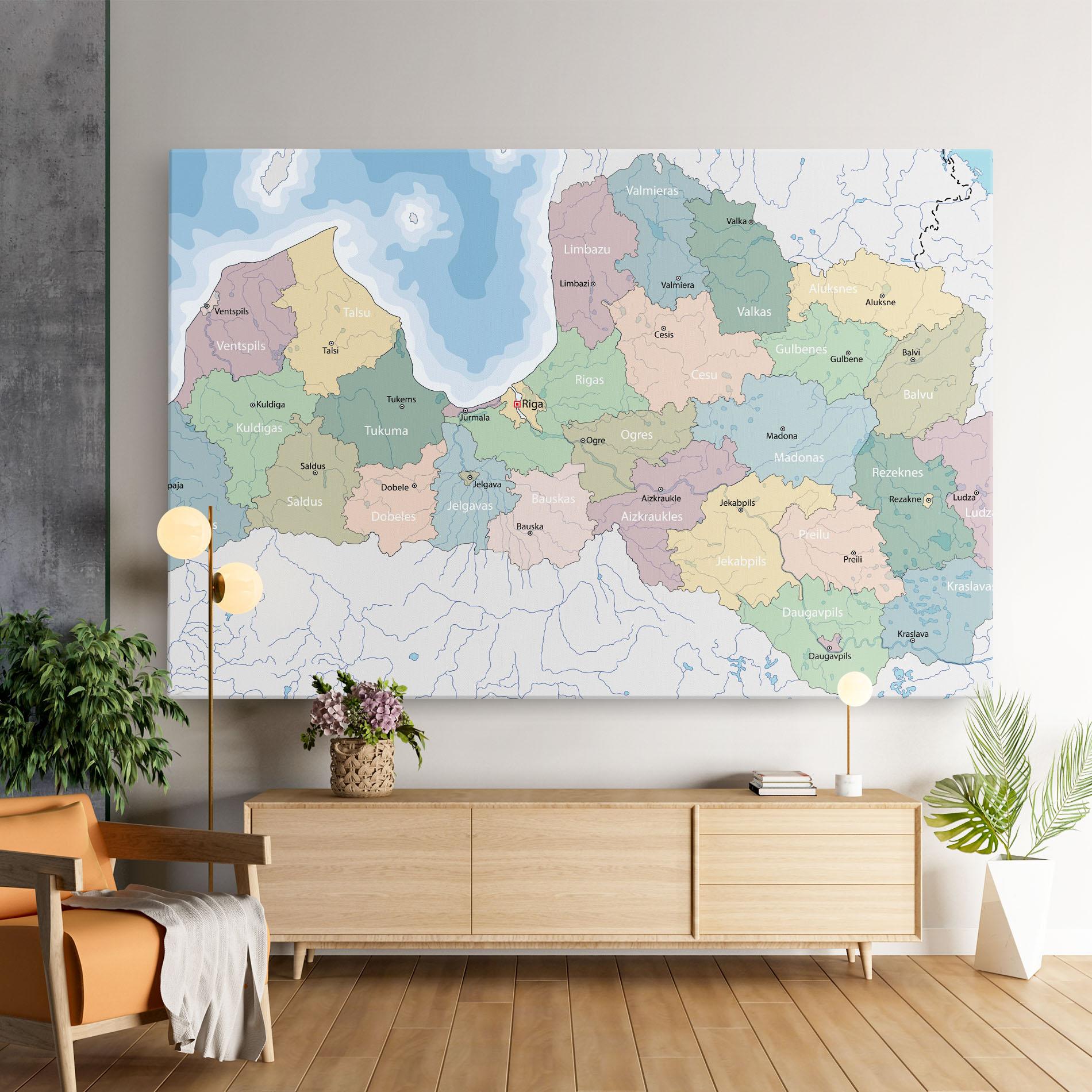 Leinwandbild Latvia Color Map mockup 9