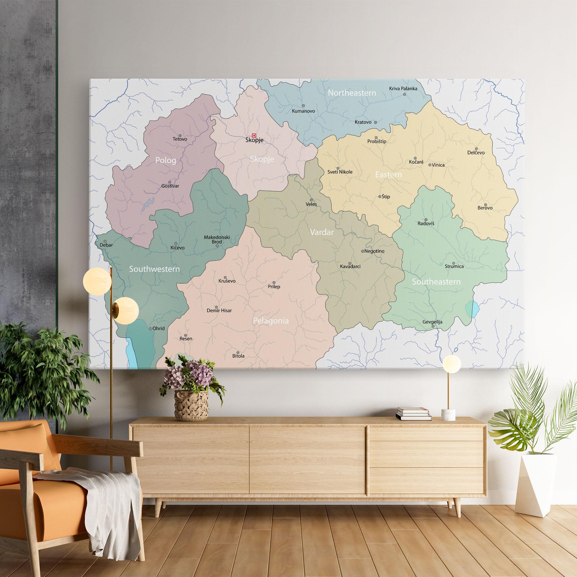 Leinwandbild North Macedonia Map mockup 9