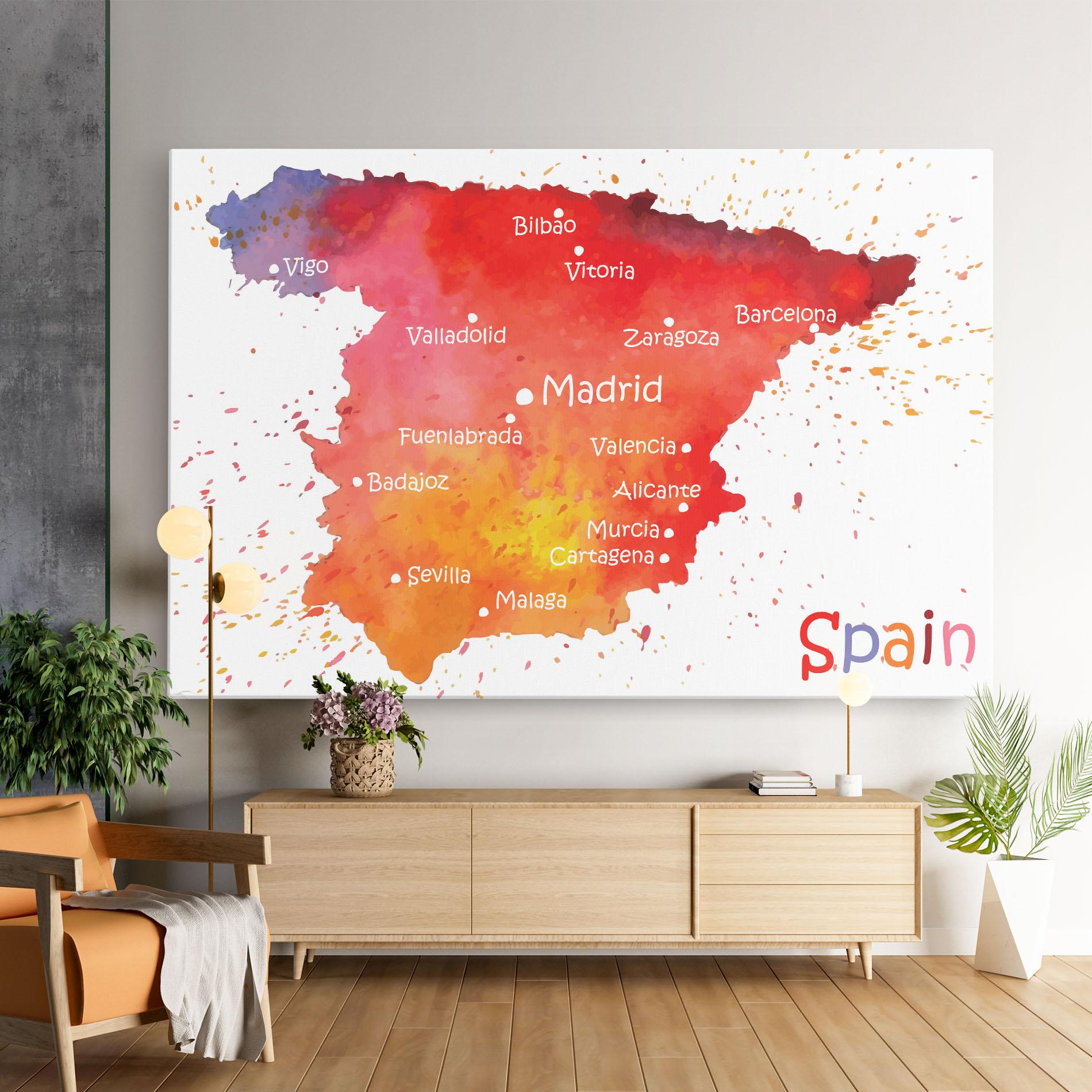 Leinwandbild Spain Map mockup 9