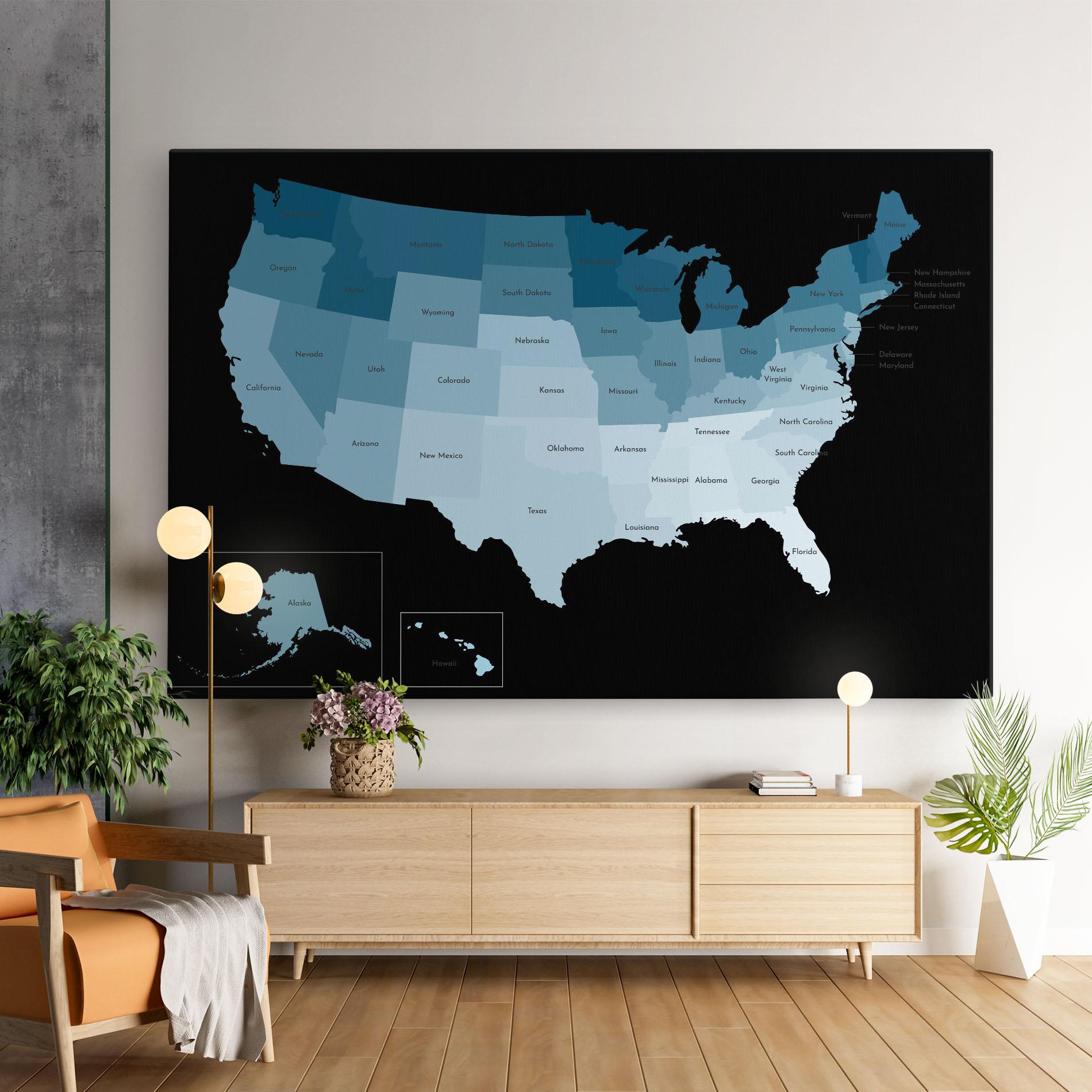 Leinwandbild Sua Blue Map mockup 9