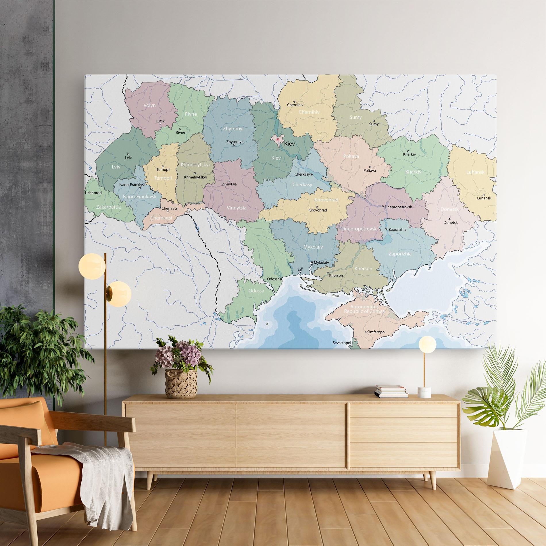Leinwandbild Ukraine Map mockup 9