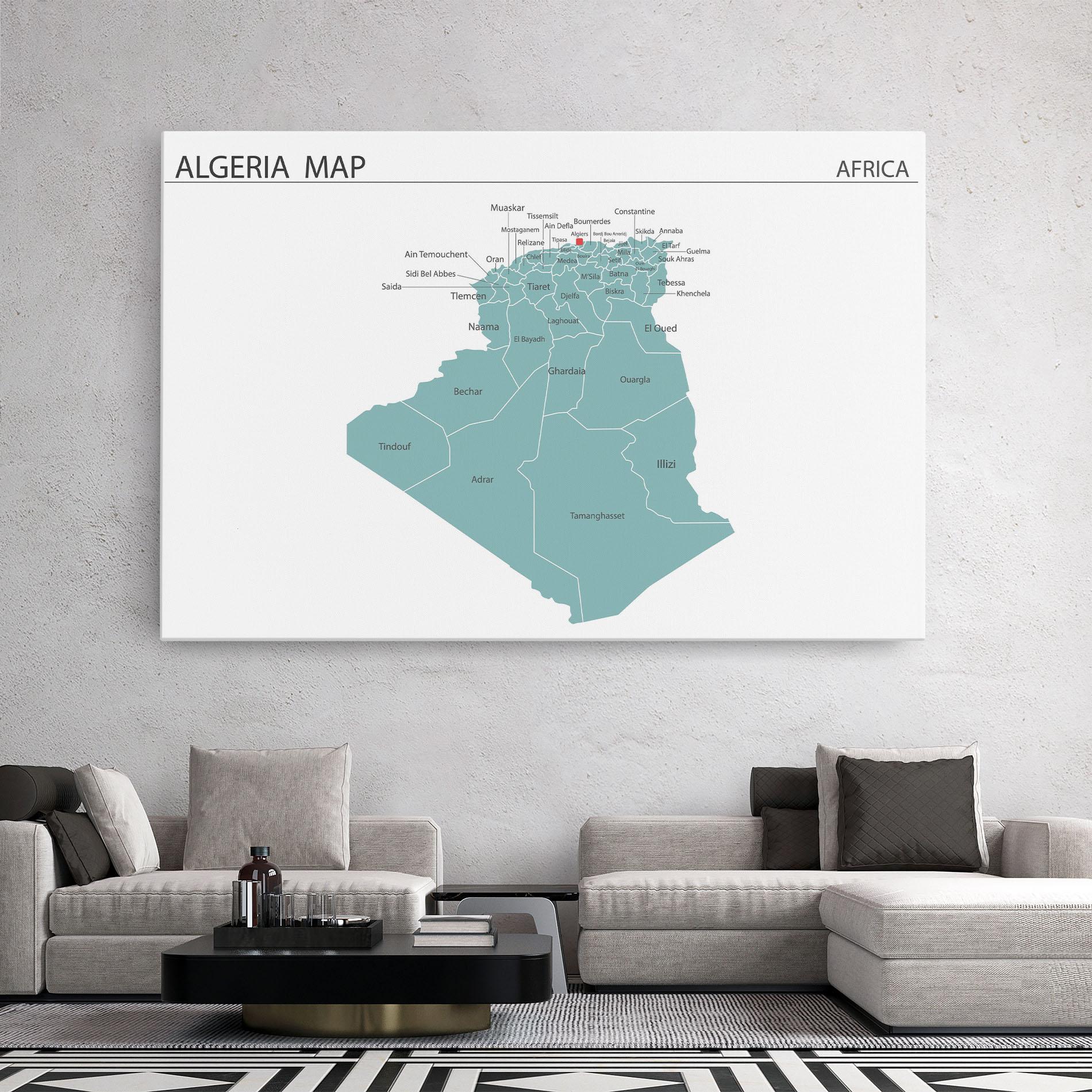 Leinwandbild Algeria Map mockup 2