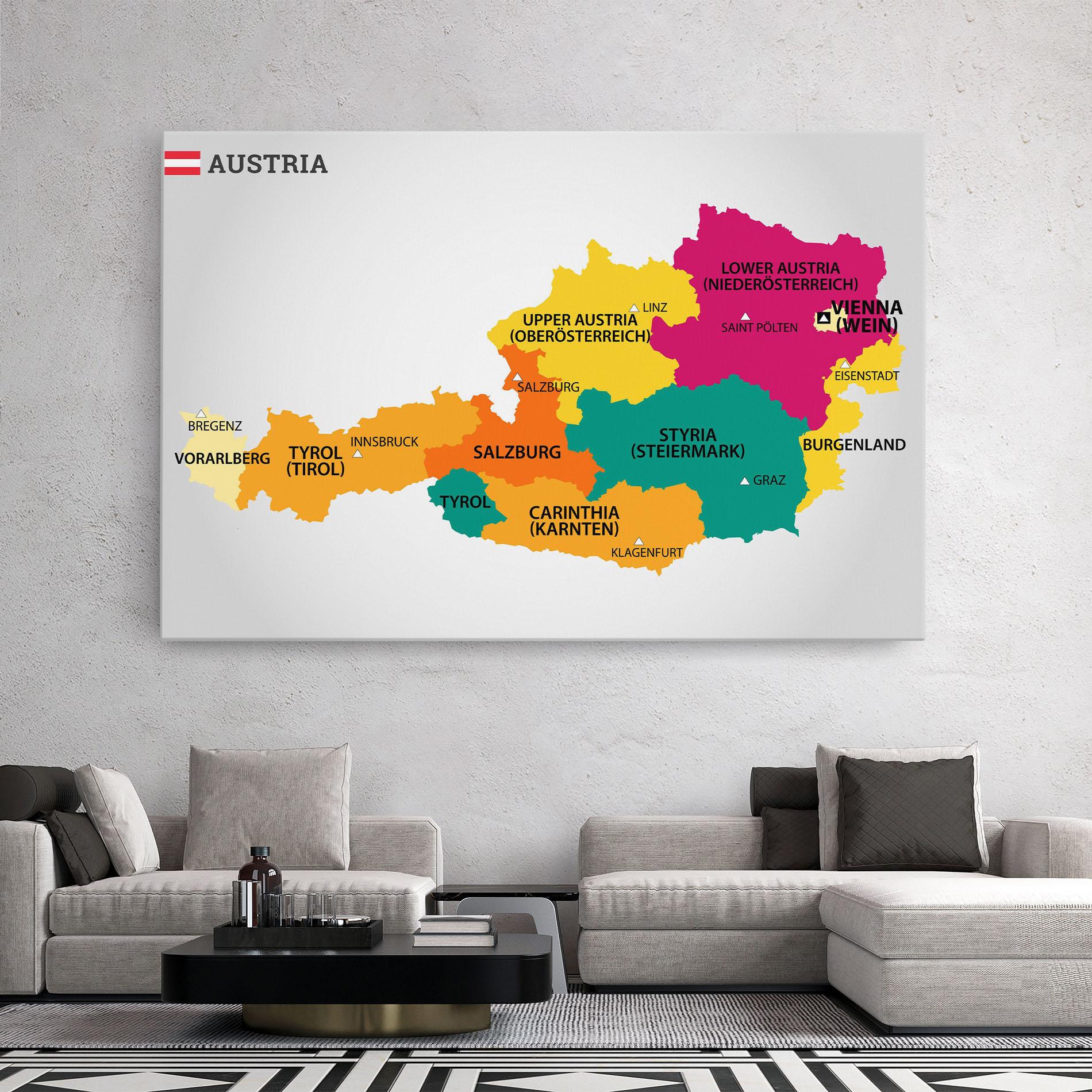 Leinwandbild Austria Color Map mockup 2