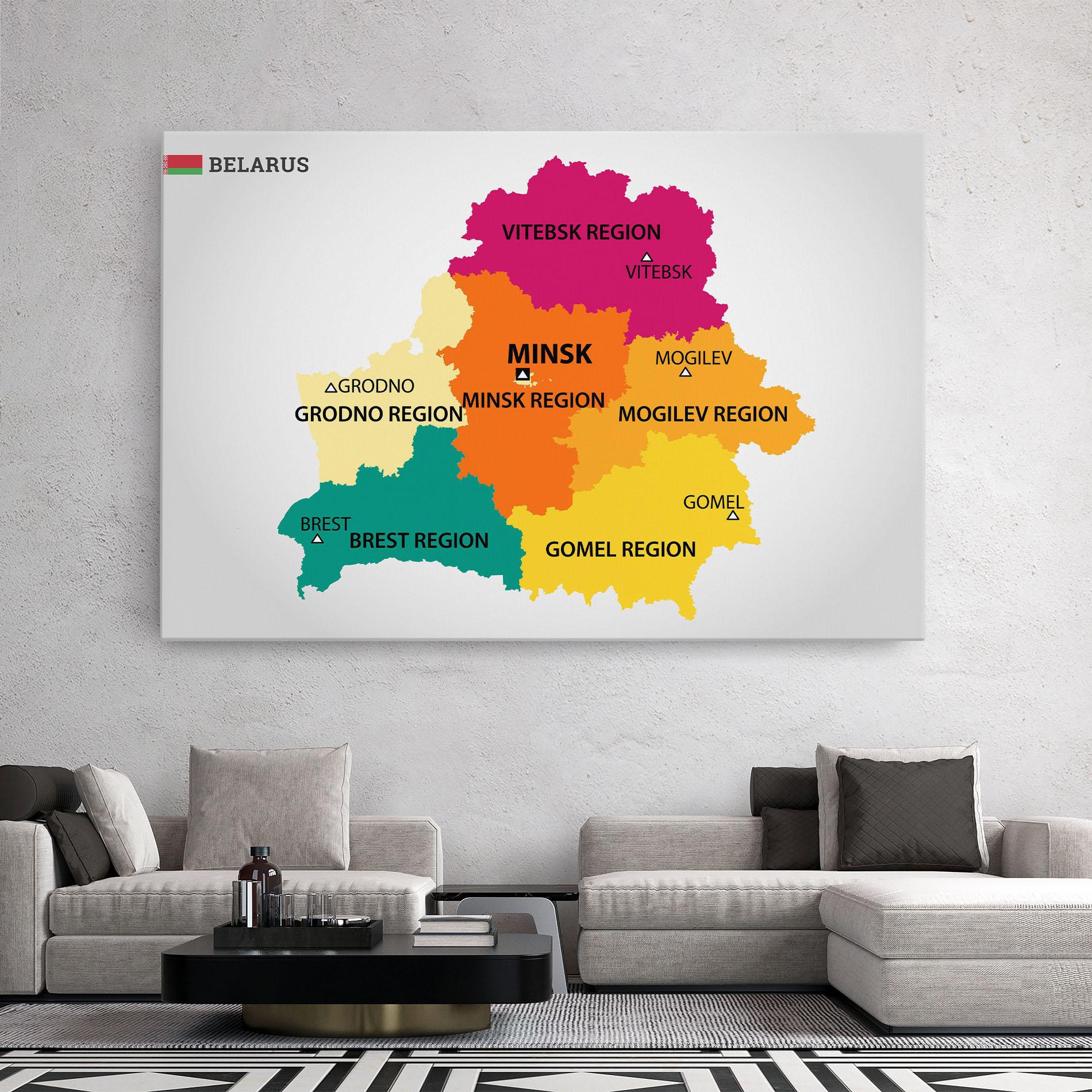 Leinwandbild Belarus Color Map mockup 2