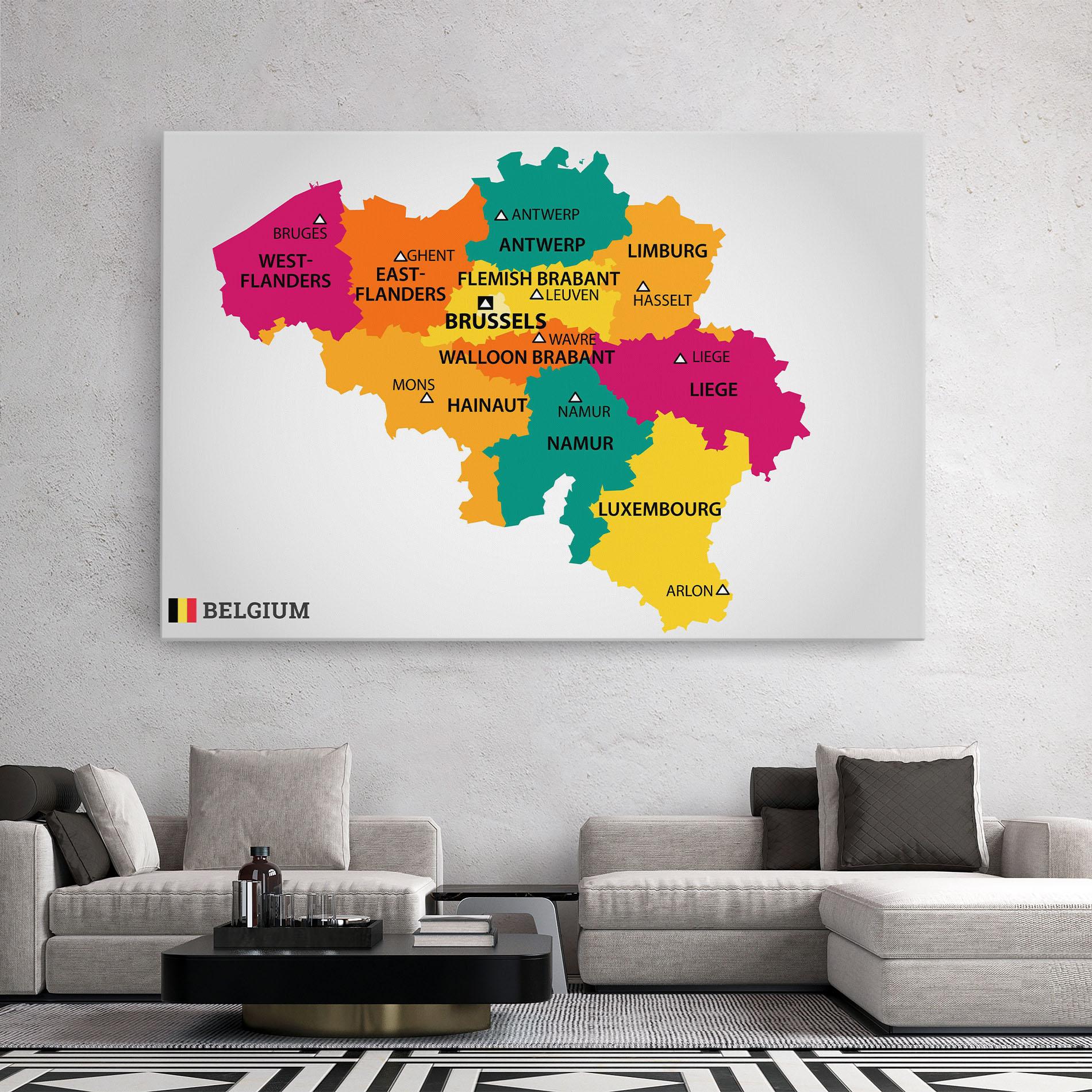 Leinwandbild Belgium Color Map mockup 2