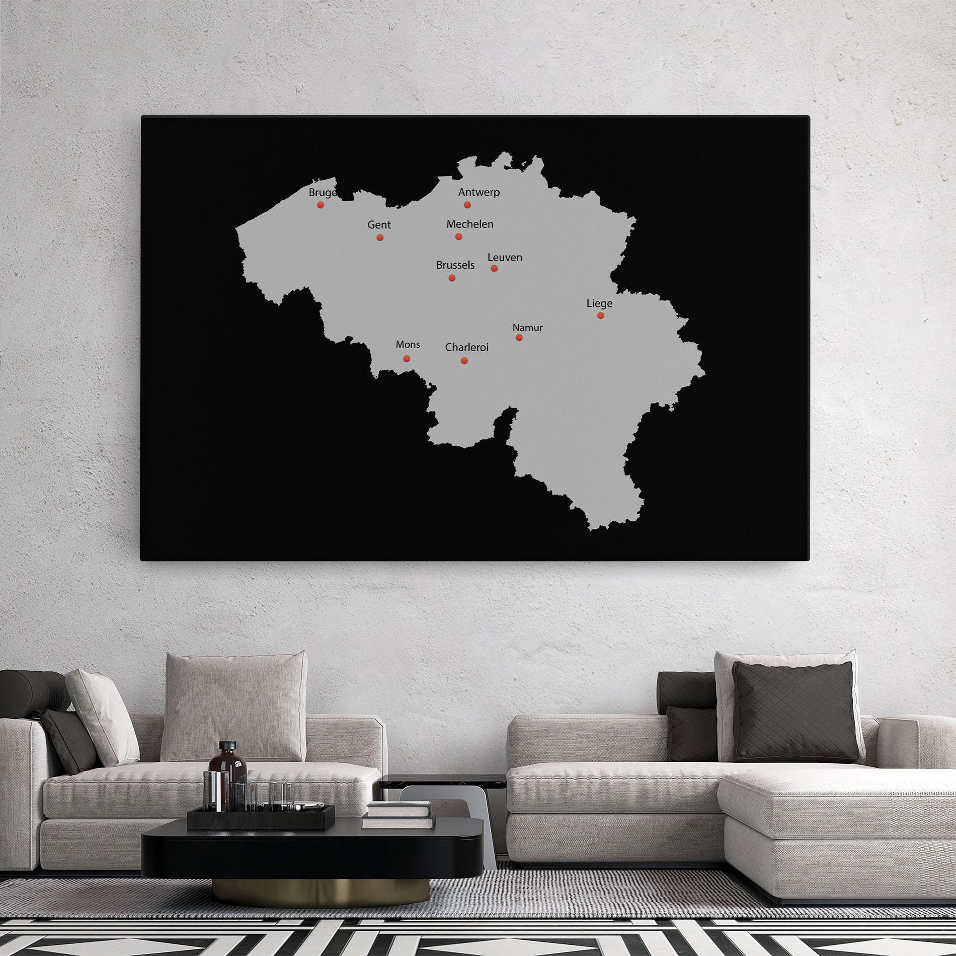 Leinwandbild Belgium Map mockup 2
