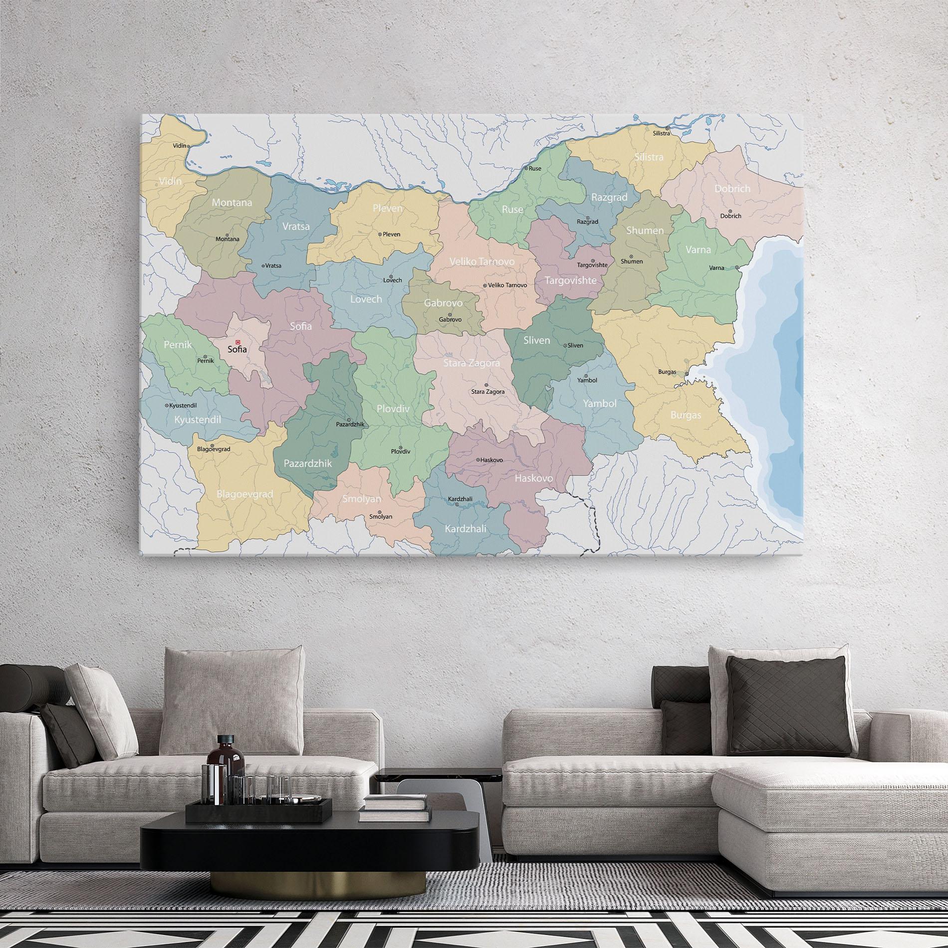 Leinwandbild Bulgaria Map mockup 2