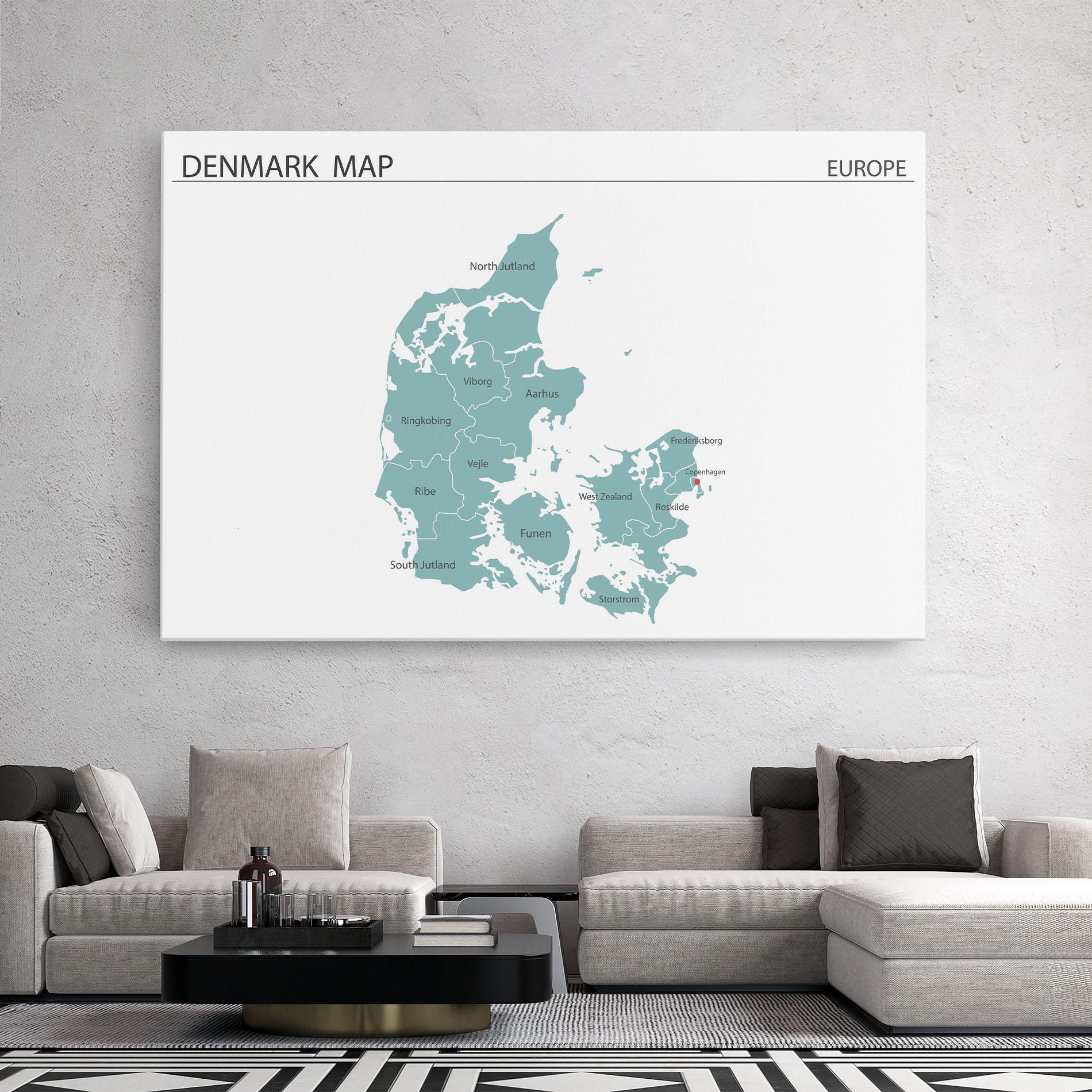 Leinwandbild Denmark Map mockup 2