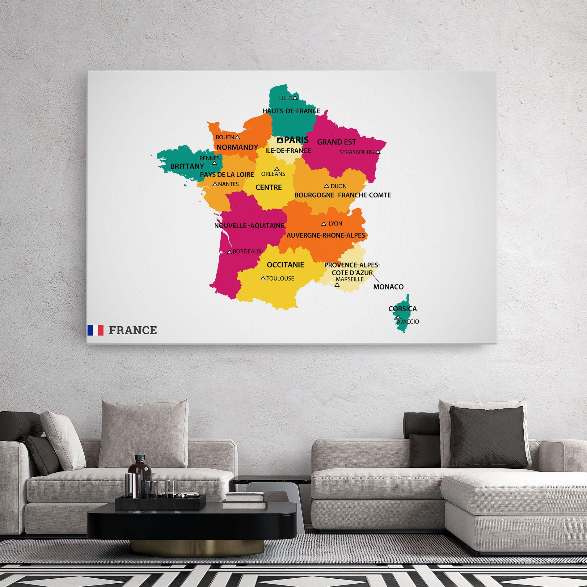 Leinwandbild France Color Map mockup 2