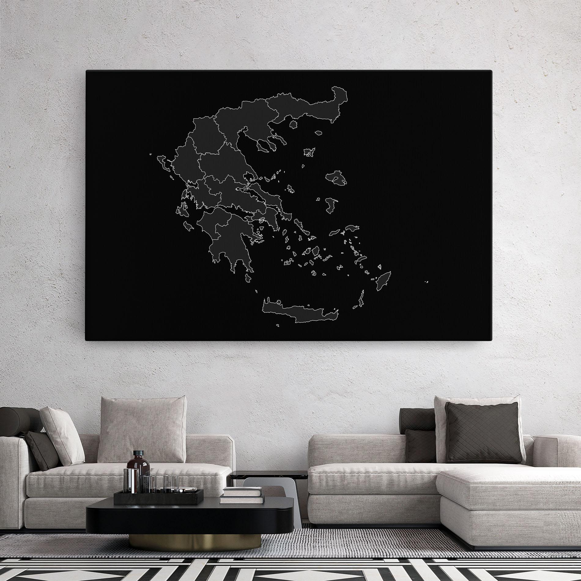 Leinwandbild Greece Grey Map mockup 2