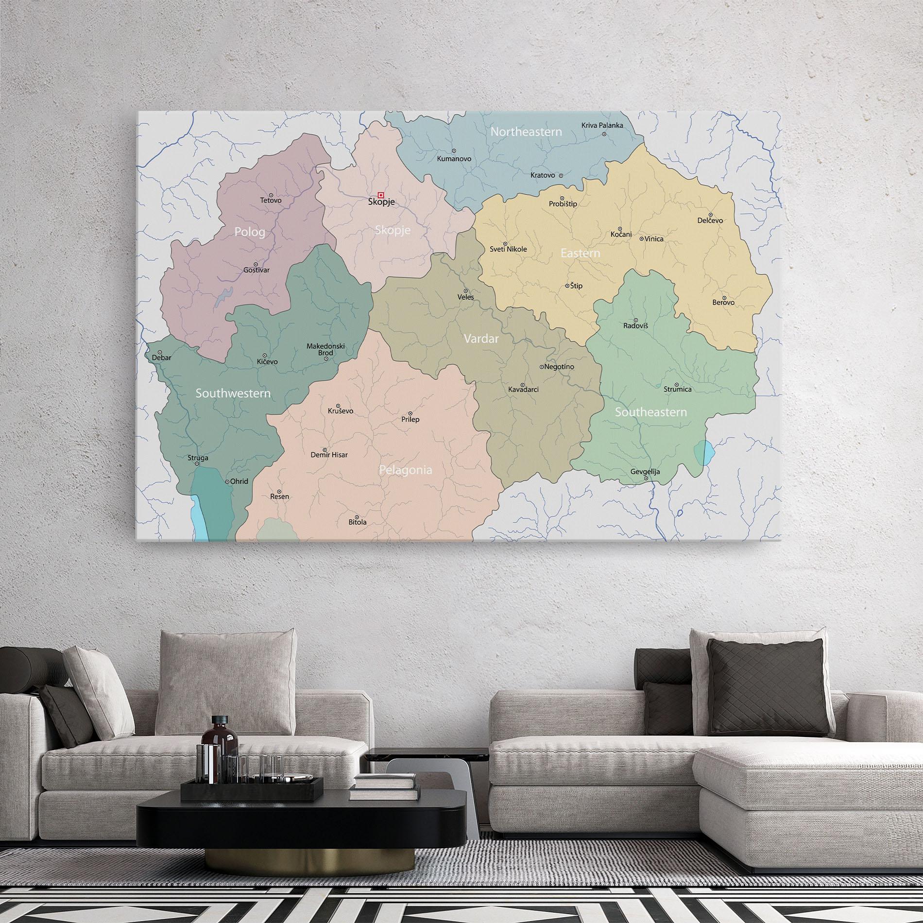 Leinwandbild North Macedonia Map mockup 2
