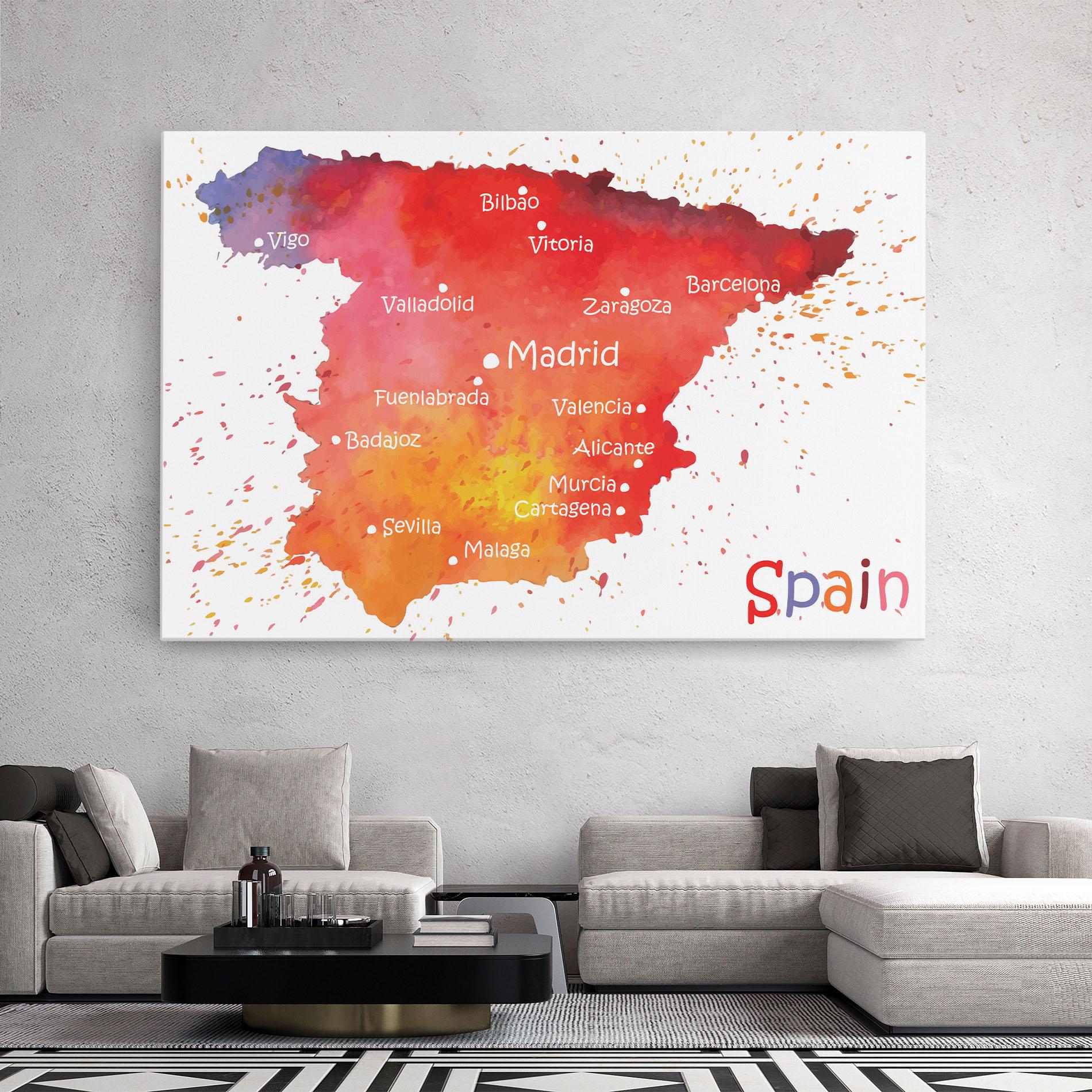 Leinwandbild Spain Map mockup 2